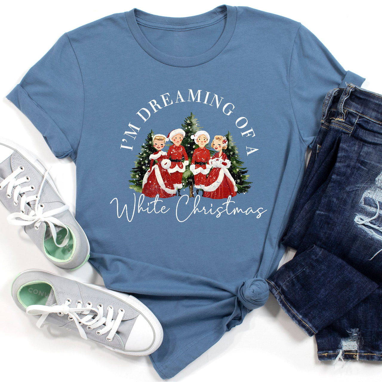 I'm Dreaming Of A White Christmas Movie Classic Musical Film Theme Vintage Inspired Graphic Tee