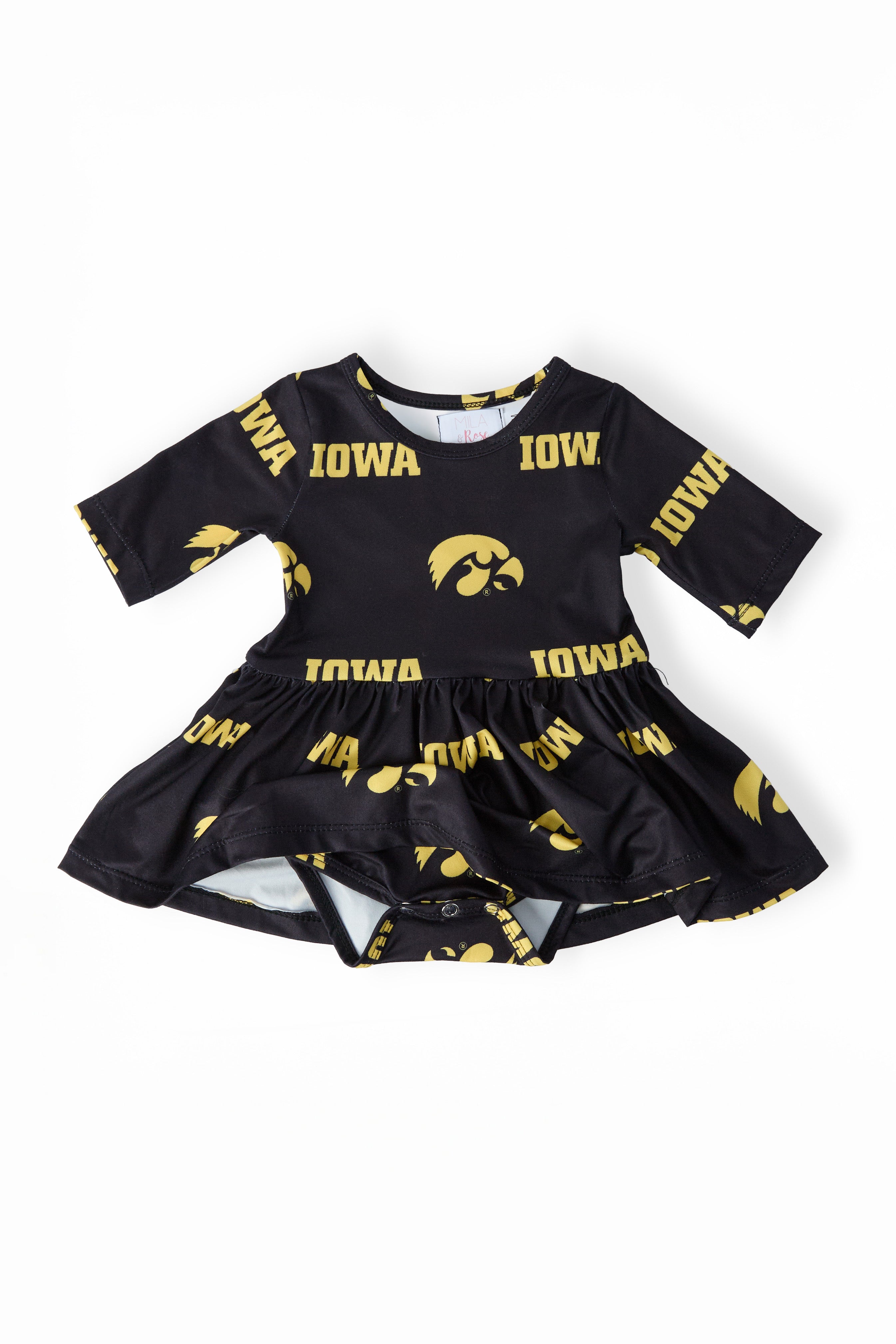 Iowa Black Tigerhawk 3/4 Sleeve Twirl Bodysuit