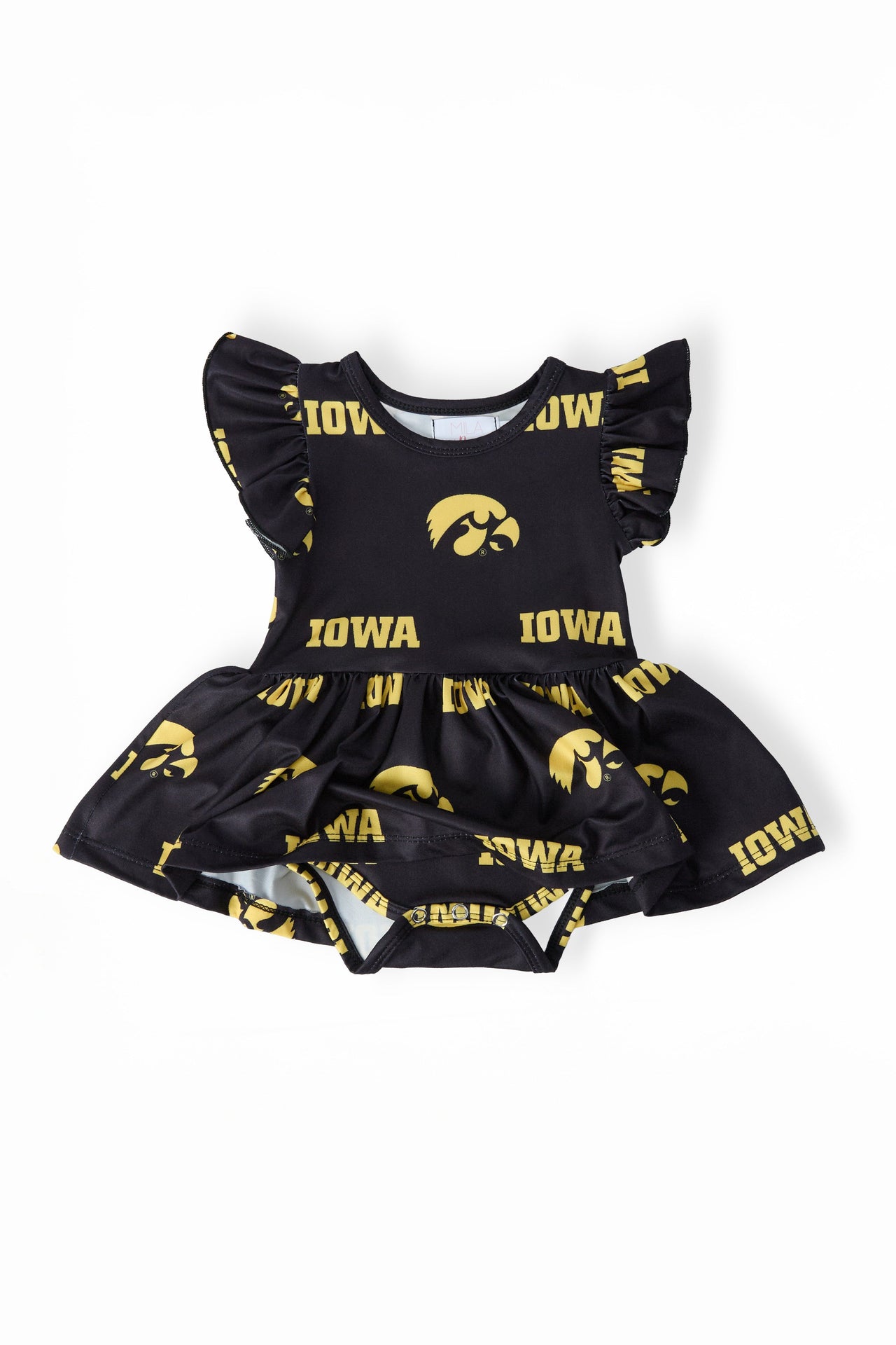 Iowa Black Tigerhawk S/S Flutter Twirl Bodysuit