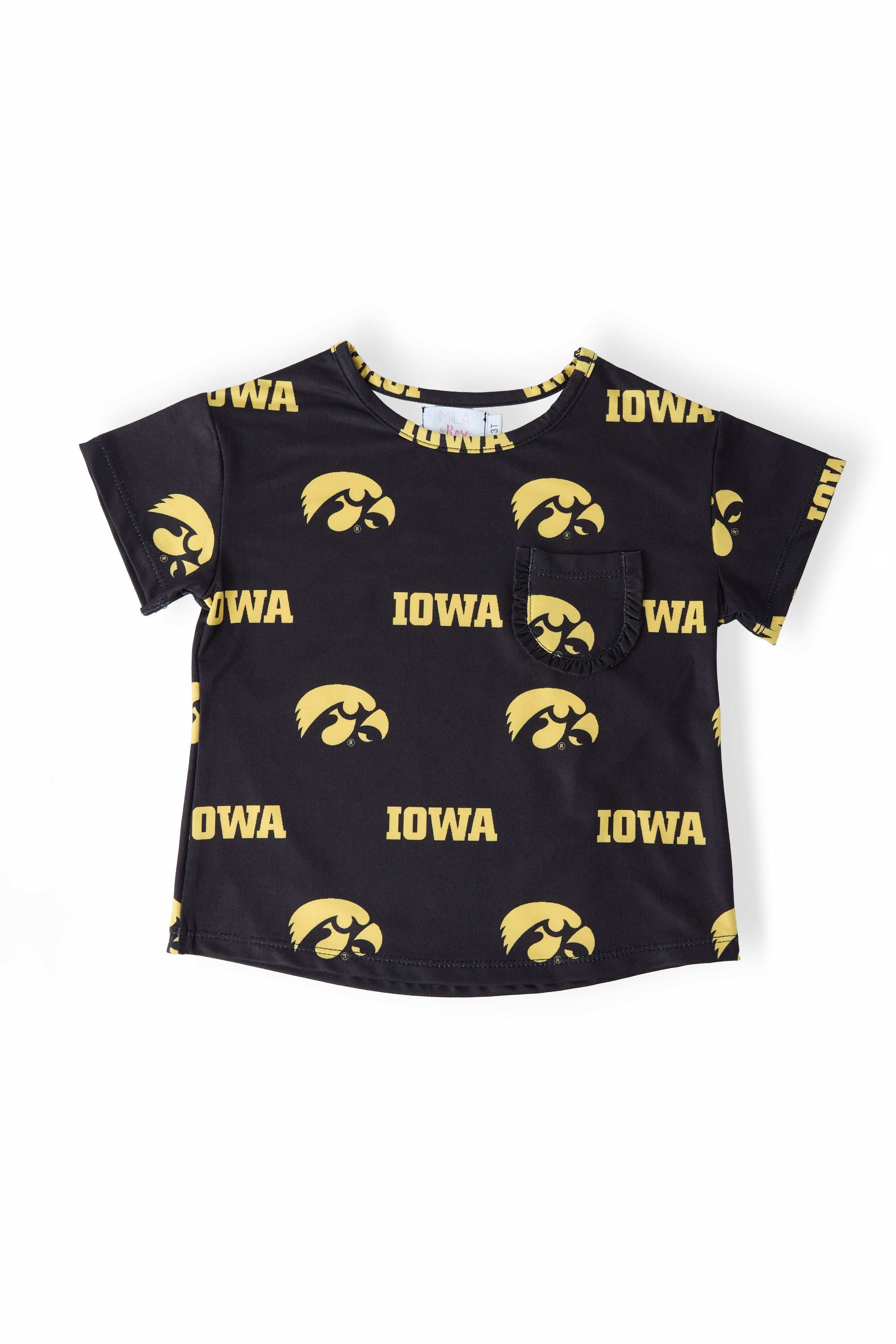 Iowa Black Tigerhawk Ruffle Pocket Tee