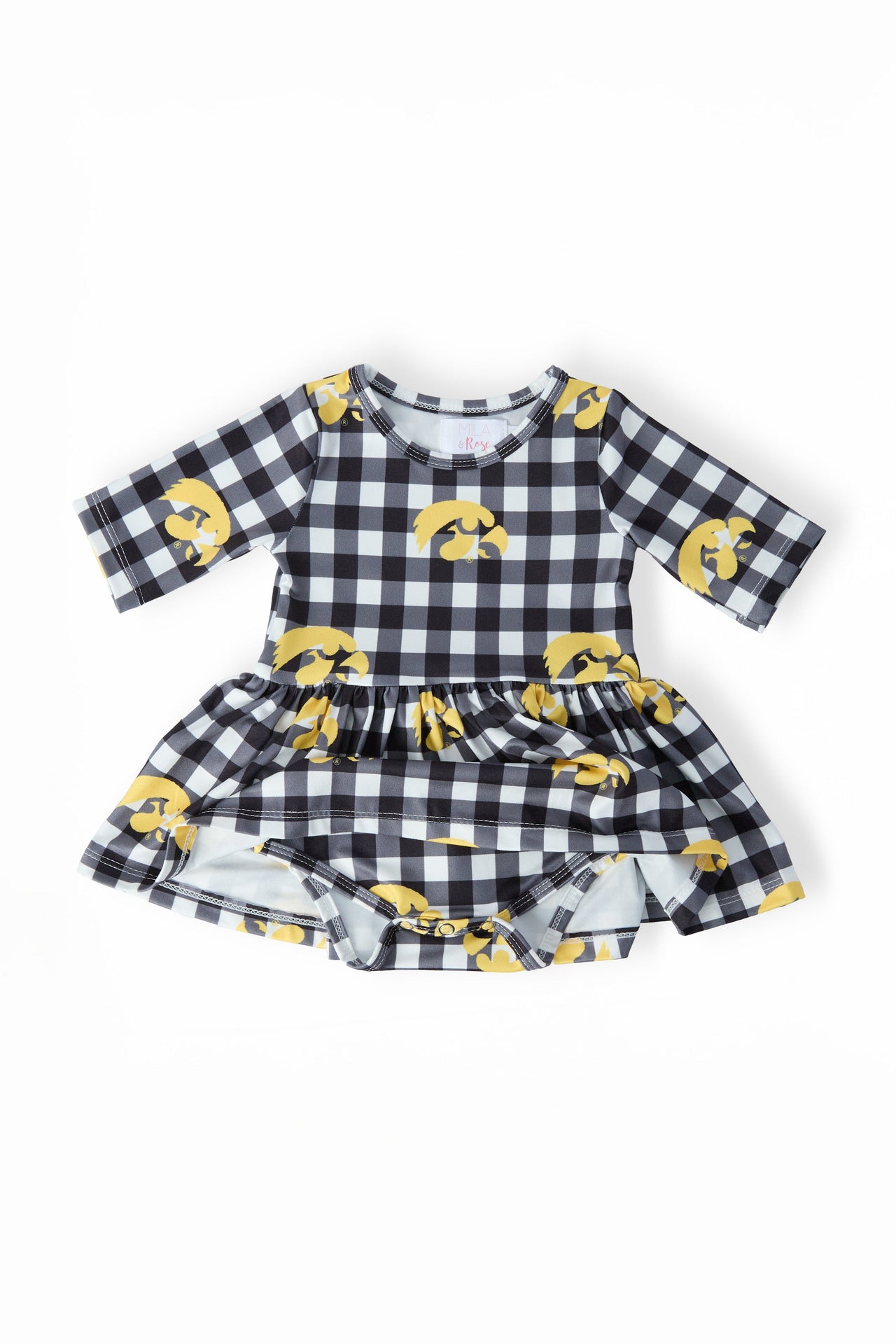 Iowa Plaid Tigerhawk 3/4 Sleeve Twirl Bodysuit