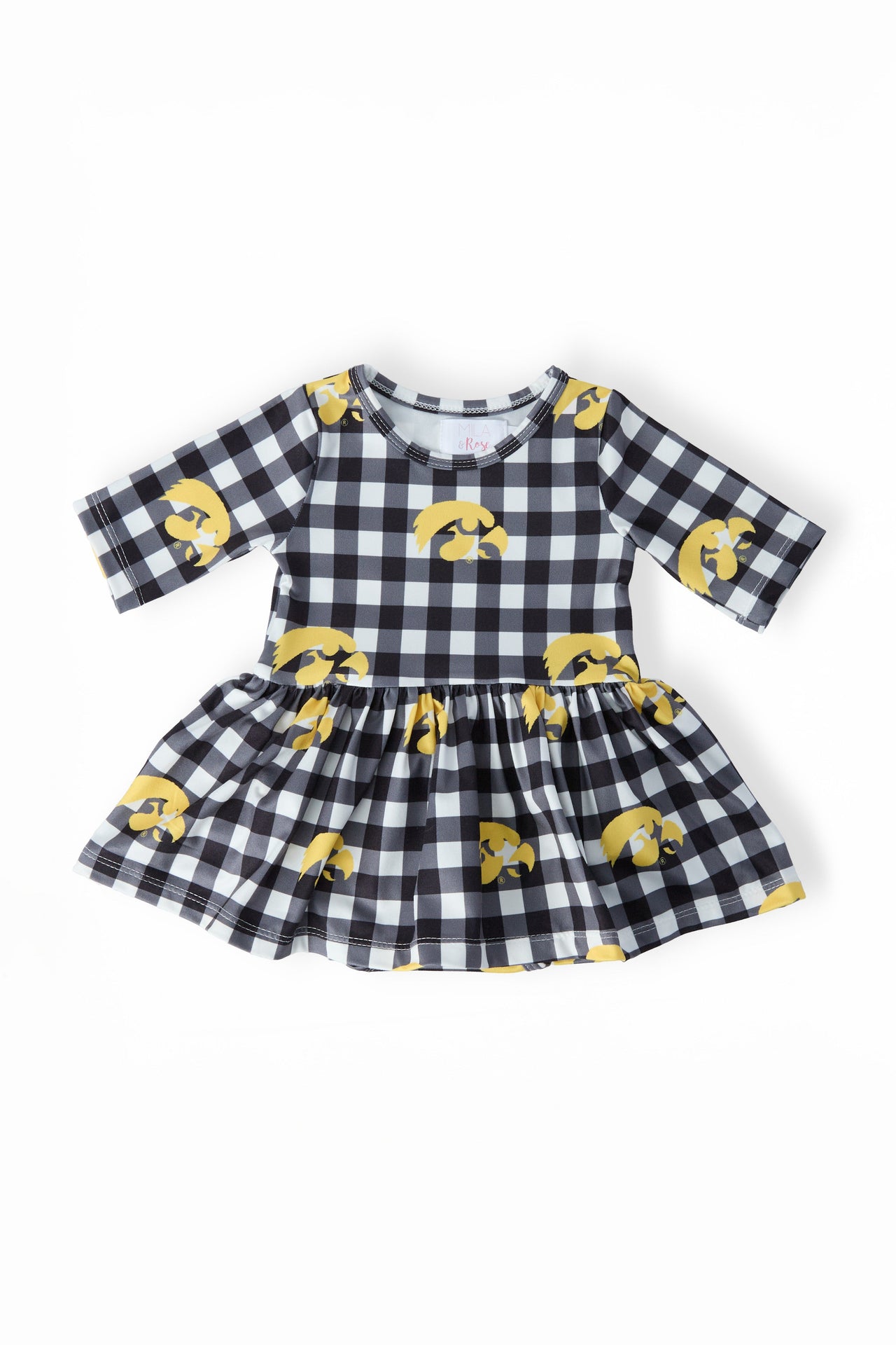 Iowa Plaid Tigerhawk 3/4 Sleeve Twirl Bodysuit