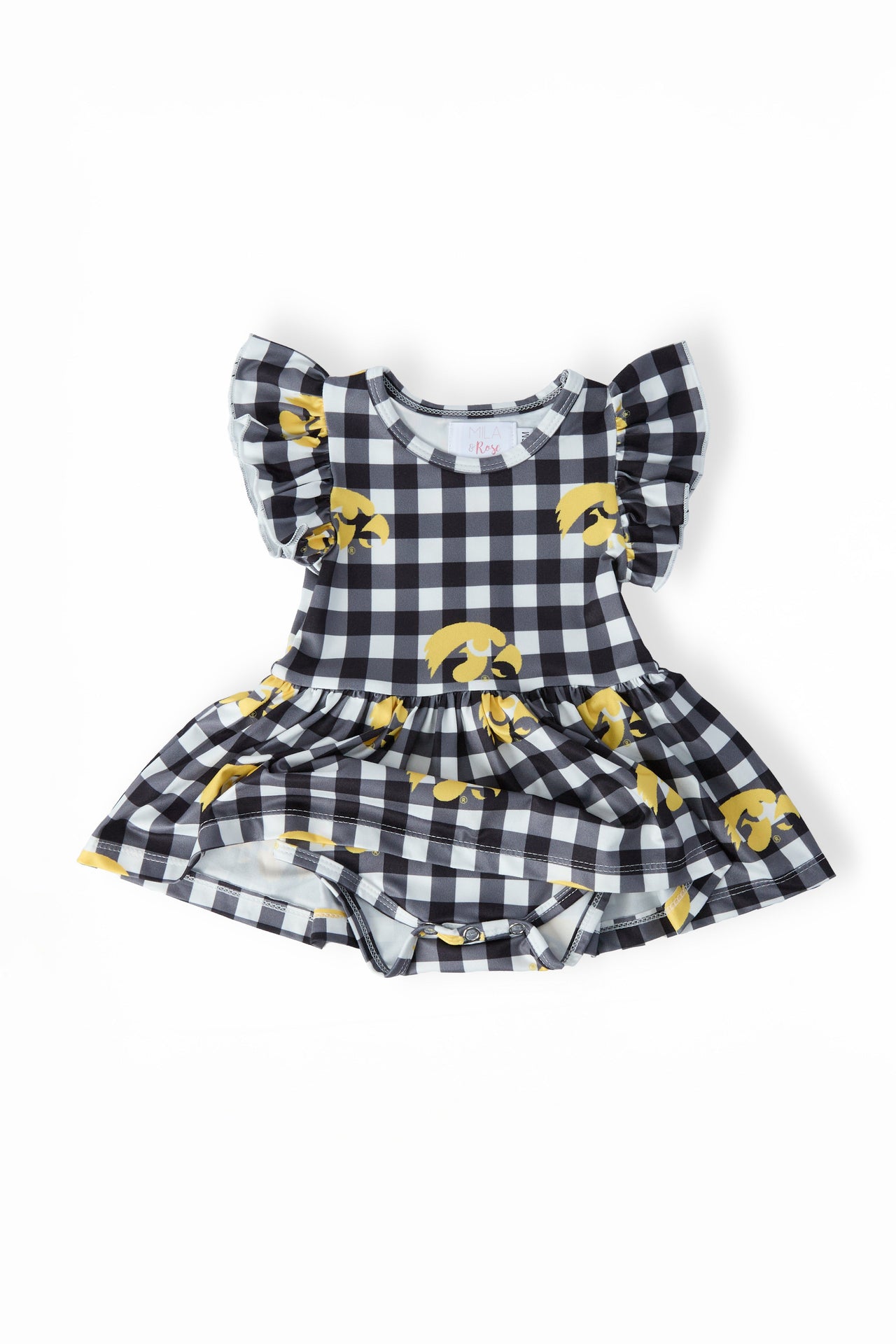 Iowa Plaid Tigerhawk S/S Flutter Twirl Bodysuit
