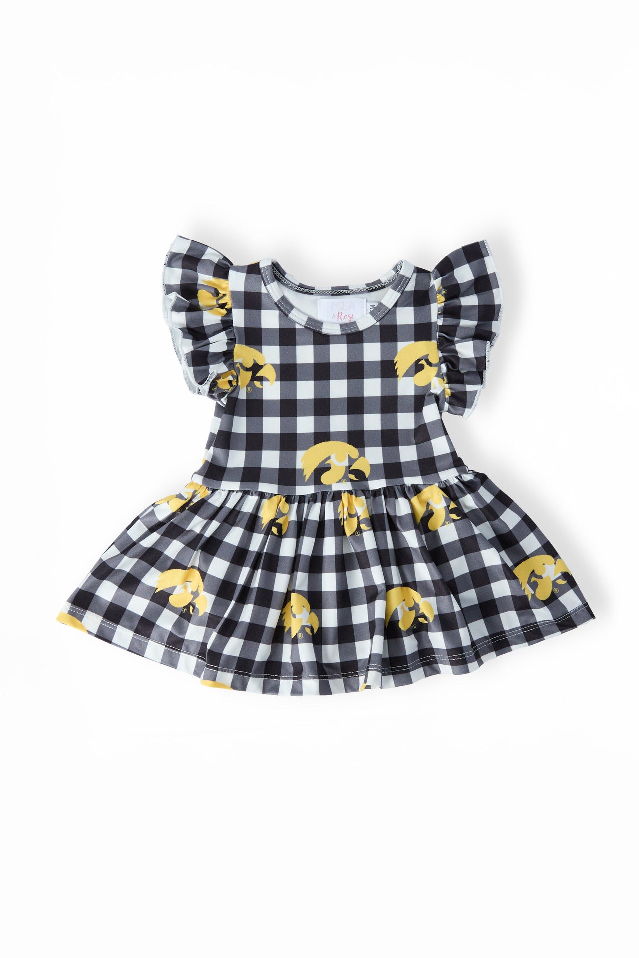 Iowa Plaid Tigerhawk S/S Flutter Twirl Bodysuit