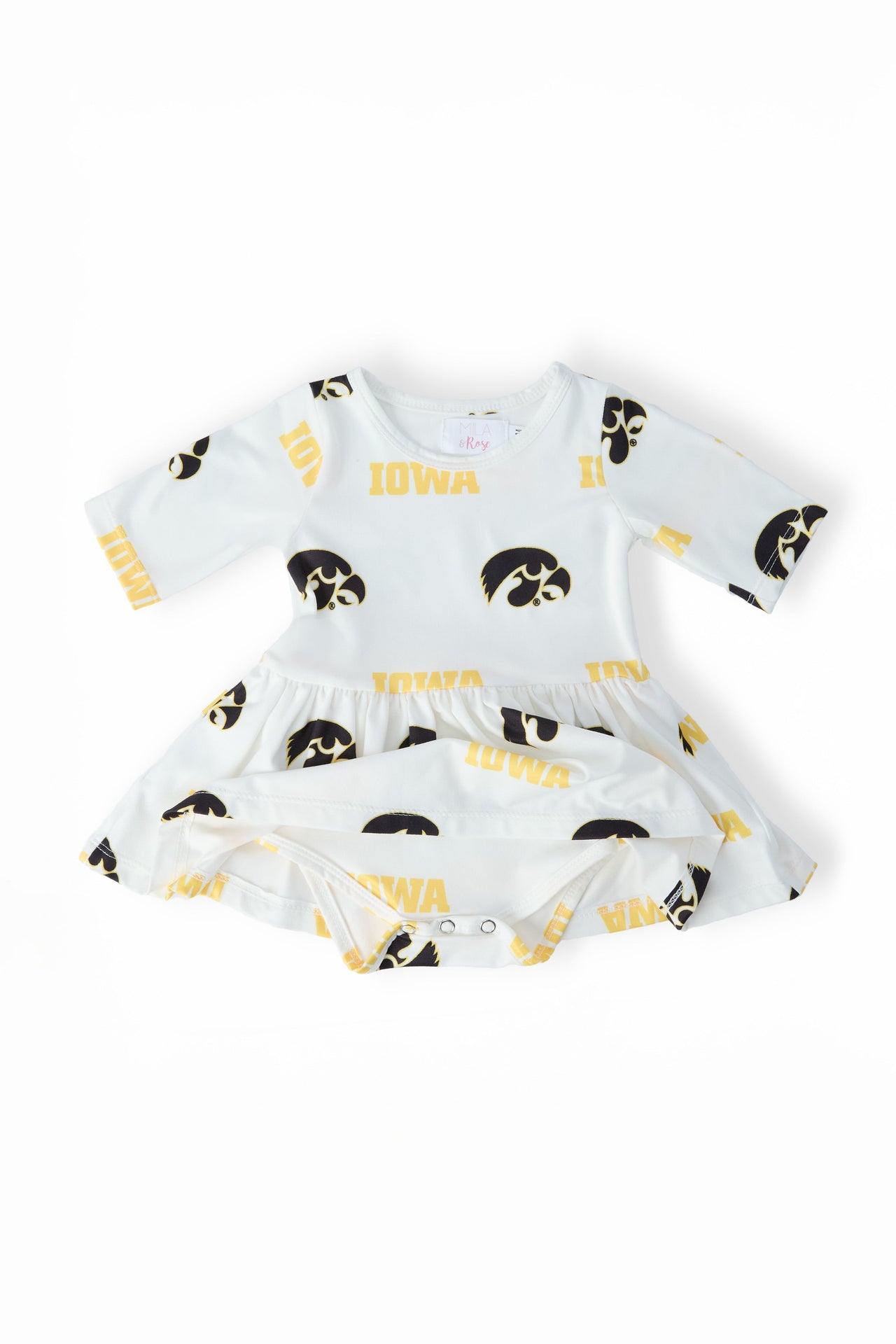 Iowa White Tigerhawk 3/4 Sleeve Twirl Bodysuit