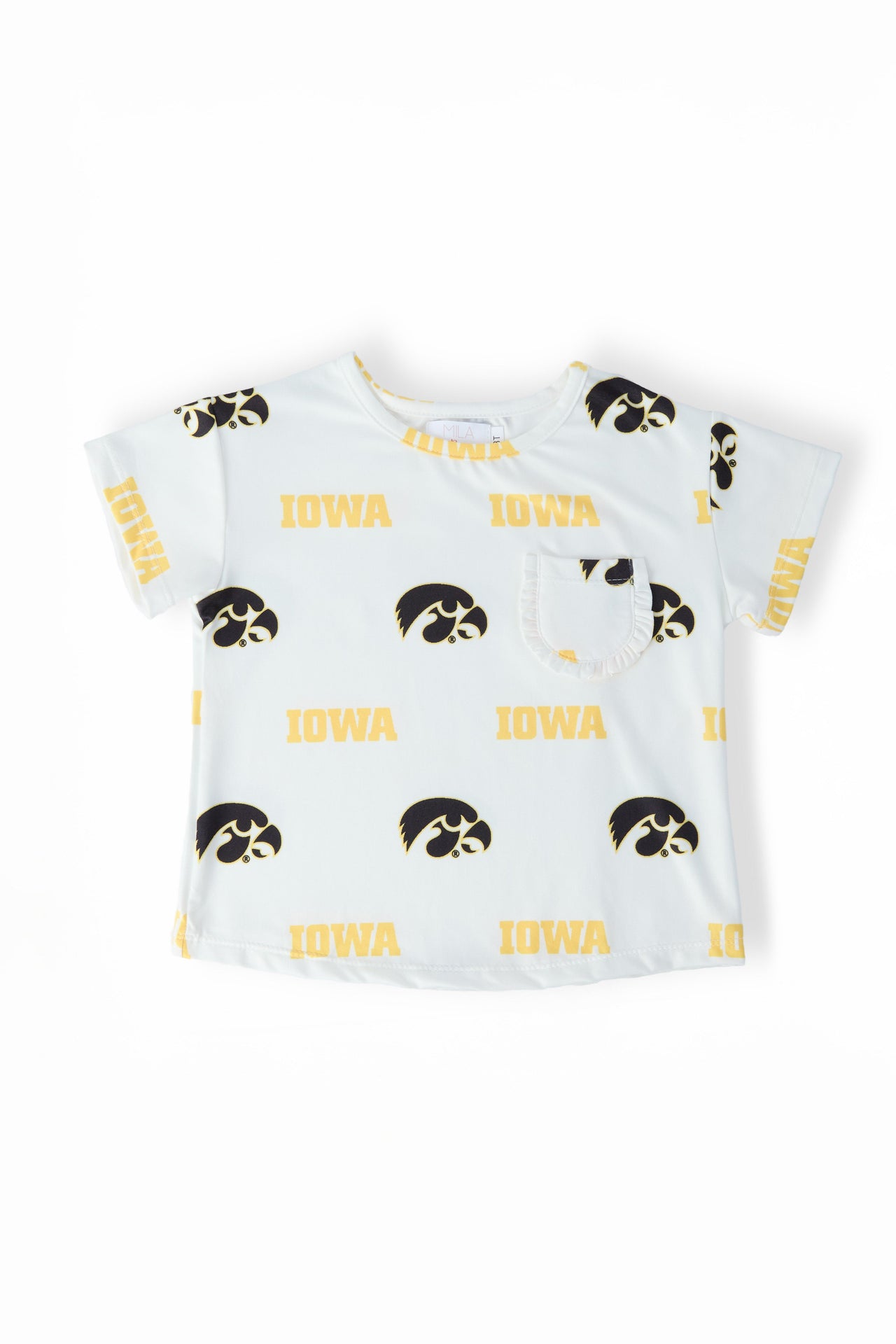 Iowa White Tigerhawk Ruffle Pocket Tee