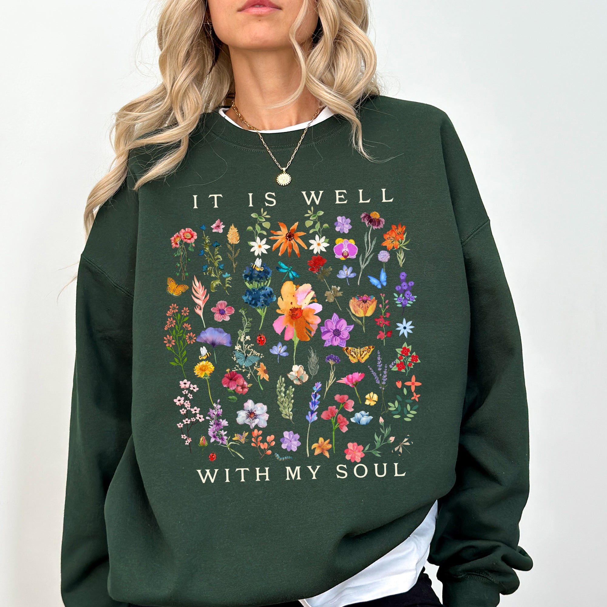 It Is Well With My Soul Christian Hymn Flowers Inspirational Gospel Prayer Scripture Sweatshirt