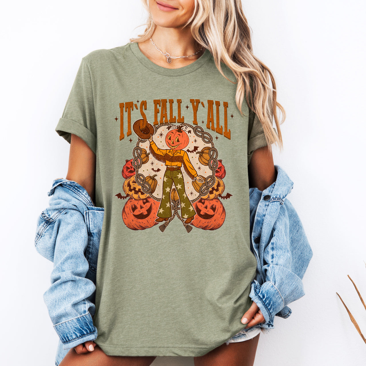 It's Fall Y'all Jack O Lantern Halloween Autumn Seasonal Cozy Soft Cotton Graphic Tee