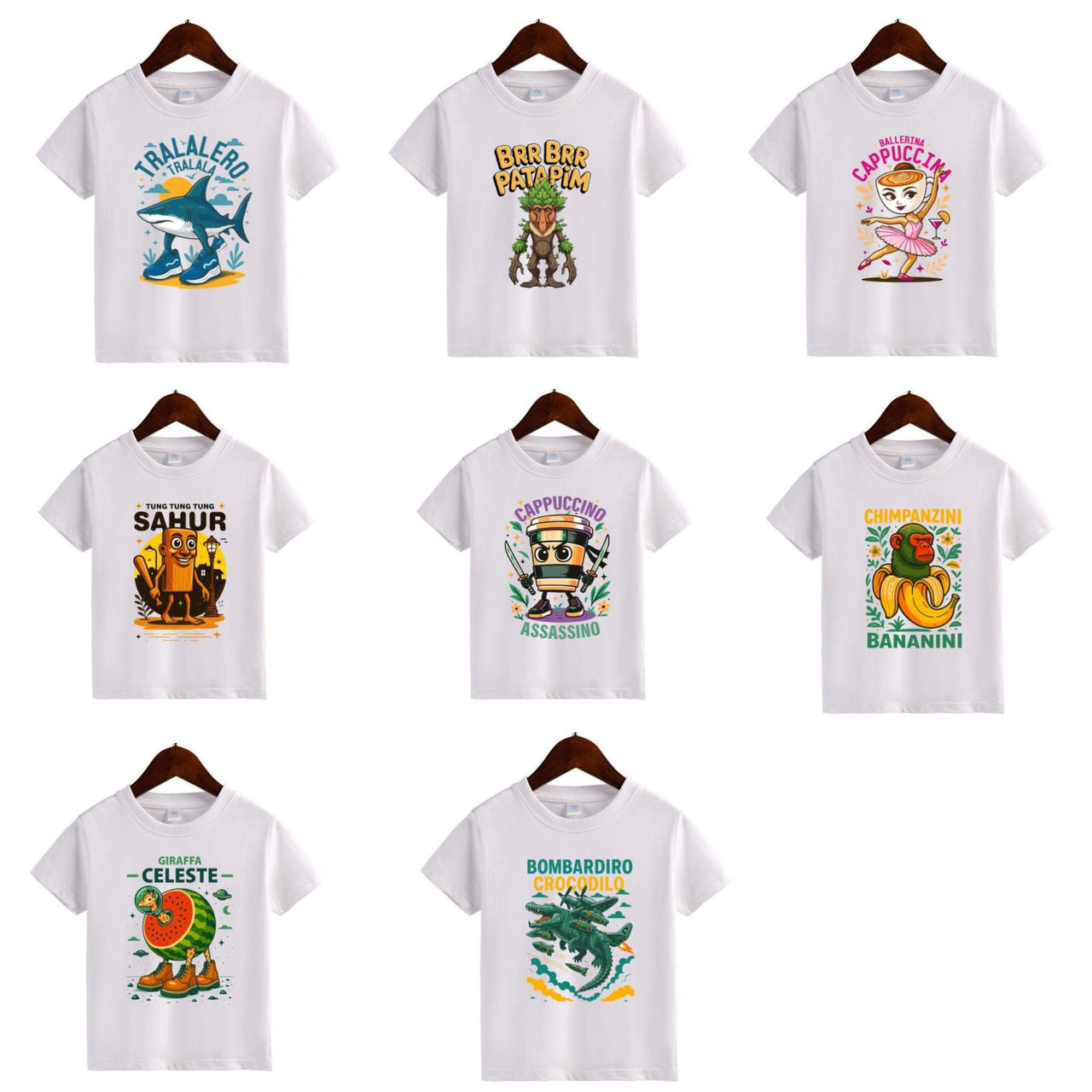 Italian Meme Character T-Shirt for Kids - Funny Toddler Boy or Girl Tee, Hand-Drawn Apparel