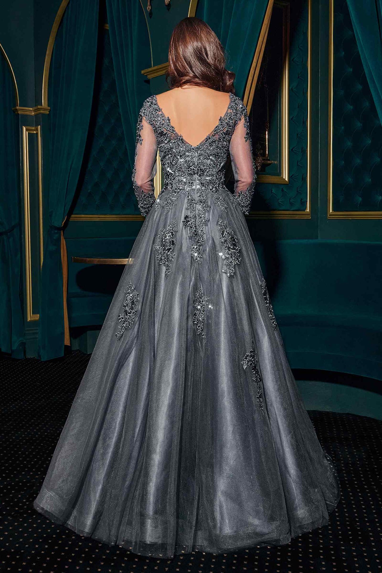 Ladivine J883 Mother of the Bride A-Line Ball Gown Long Sleeve