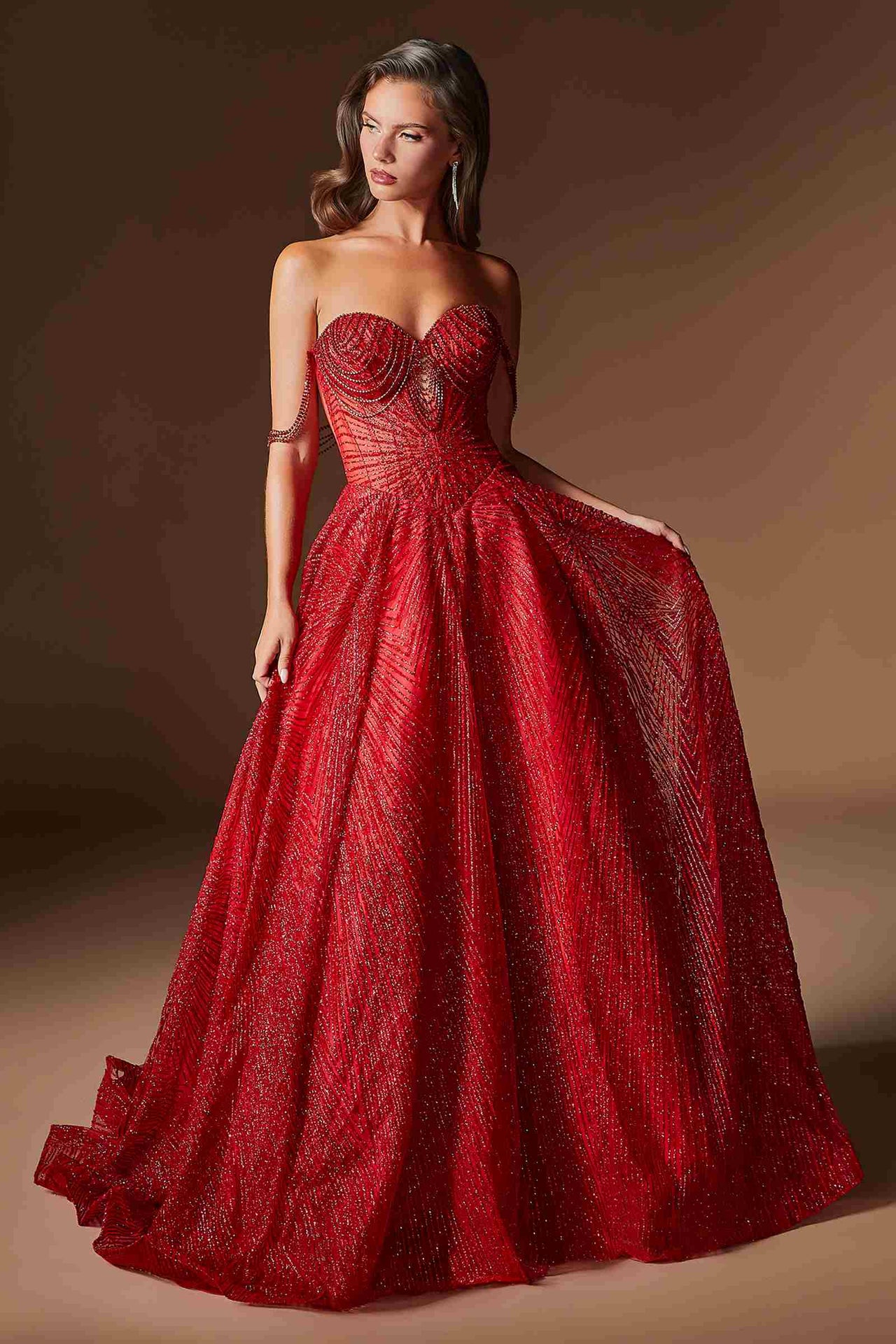 Ladivine J915 Shimmering Glitter Tulle Boned Corset Ball Gown