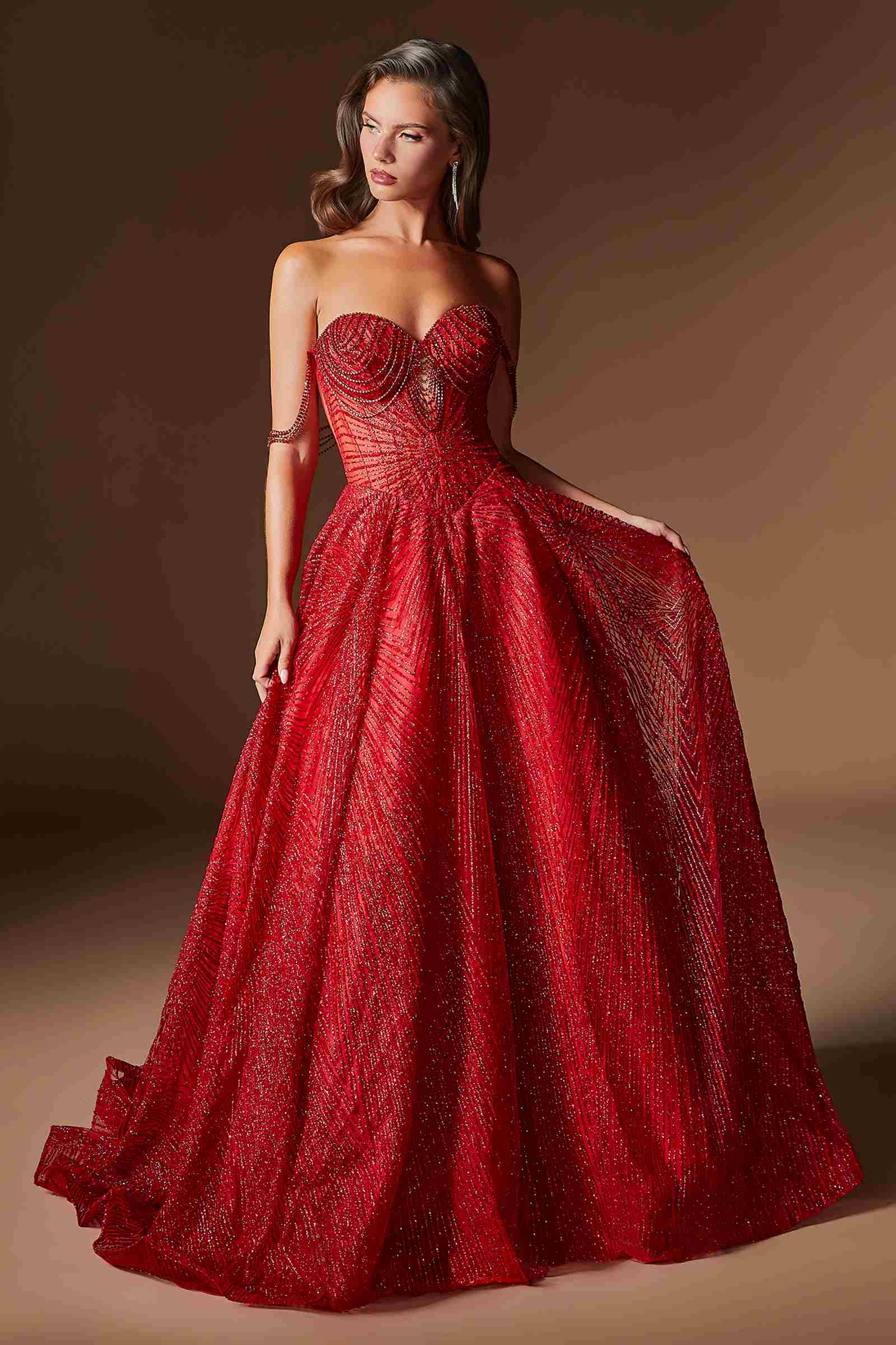 Ladivine J915 Shimmering Glitter Tulle Boned Corset Ball Gown