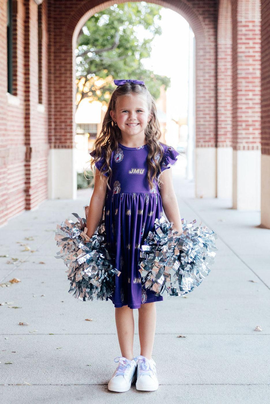 JMU Purple Duke Dog Flutter Twirl  Dress