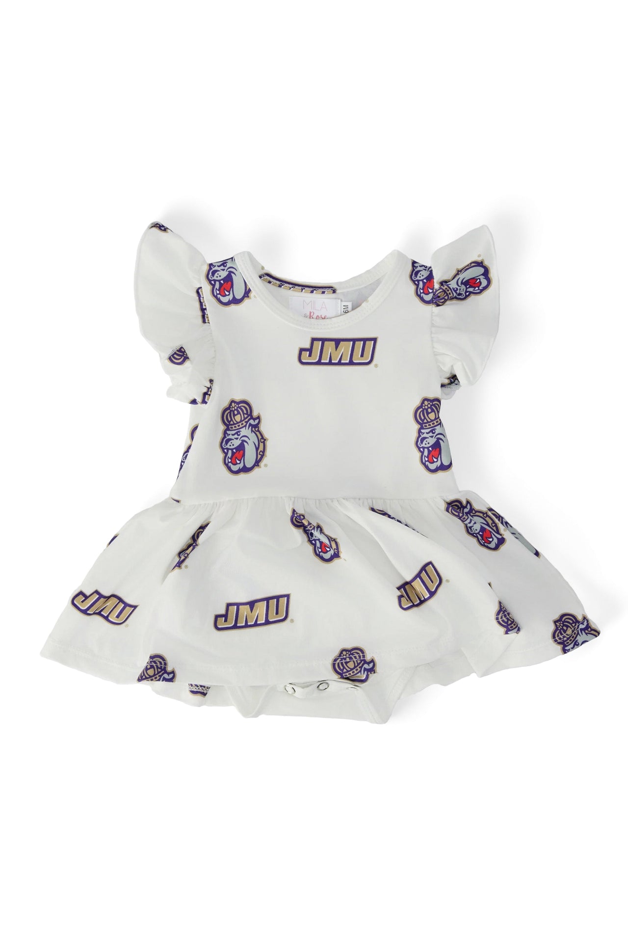 JMU White Duke Dog S/S Flutter Twirl Bodysuit