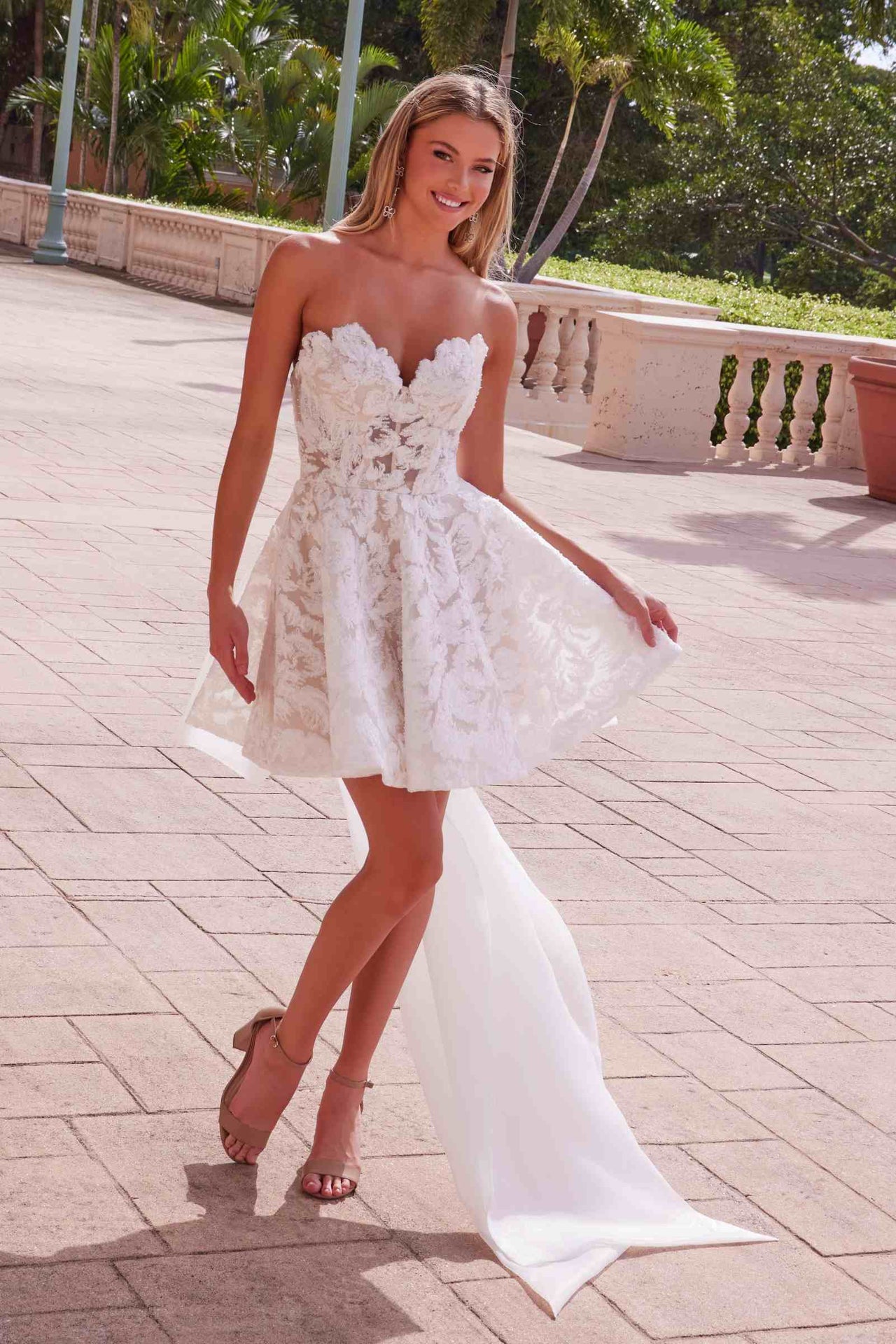 Nox Anabel JQ1017 Sweetheart Floral Big Bow Back Wedding Reception Dress