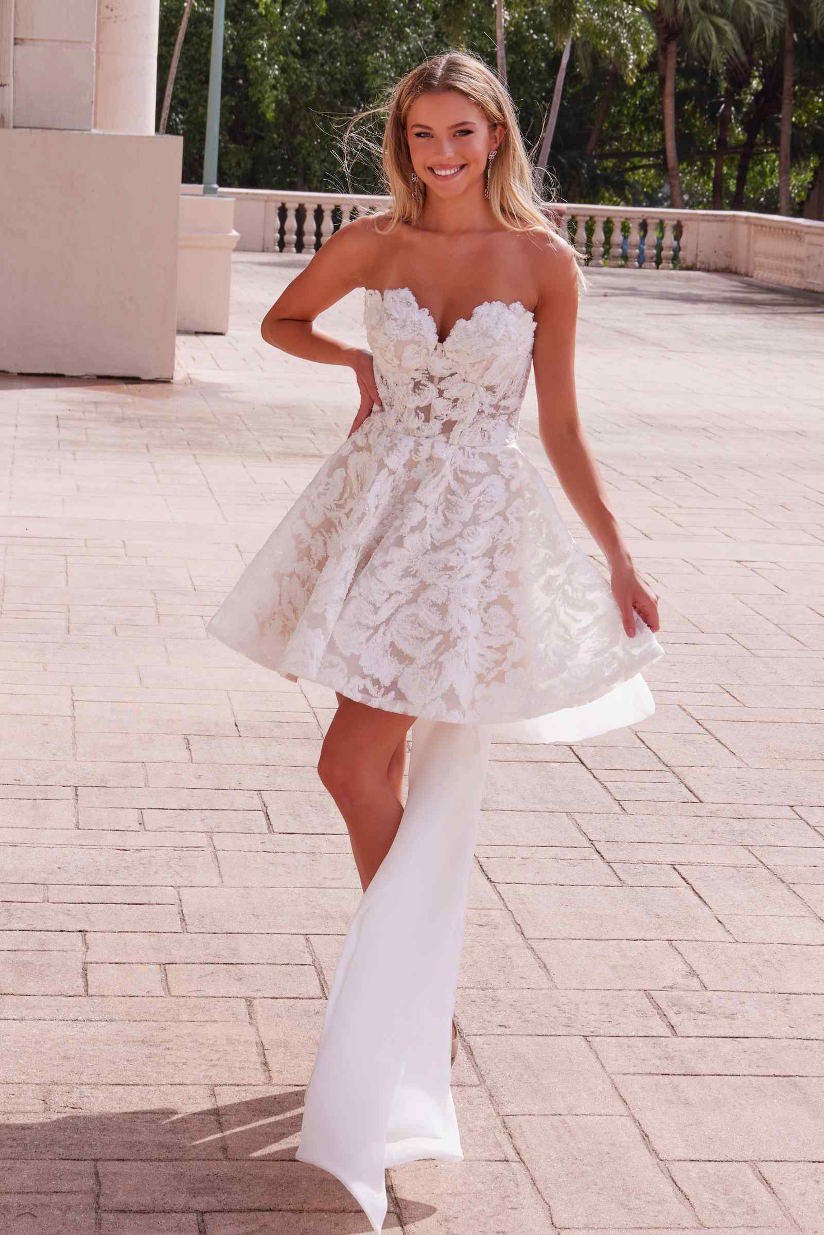 Nox Anabel JQ1017 Sweetheart Floral Big Bow Back Wedding Reception Dress