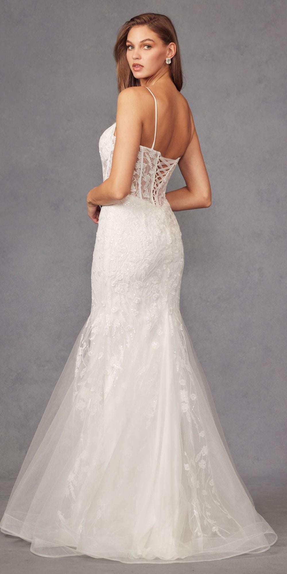 Juliet JT2441SW Long Corset Bodice Embellished Mermaid Wedding Dress