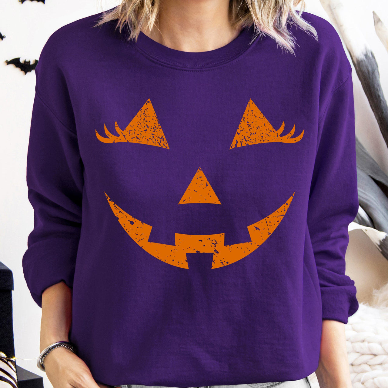 Jack-O-Lantern Girl Pumpkin Halloween Spooky Cute Trick Or Treat Witch Sweatshirt