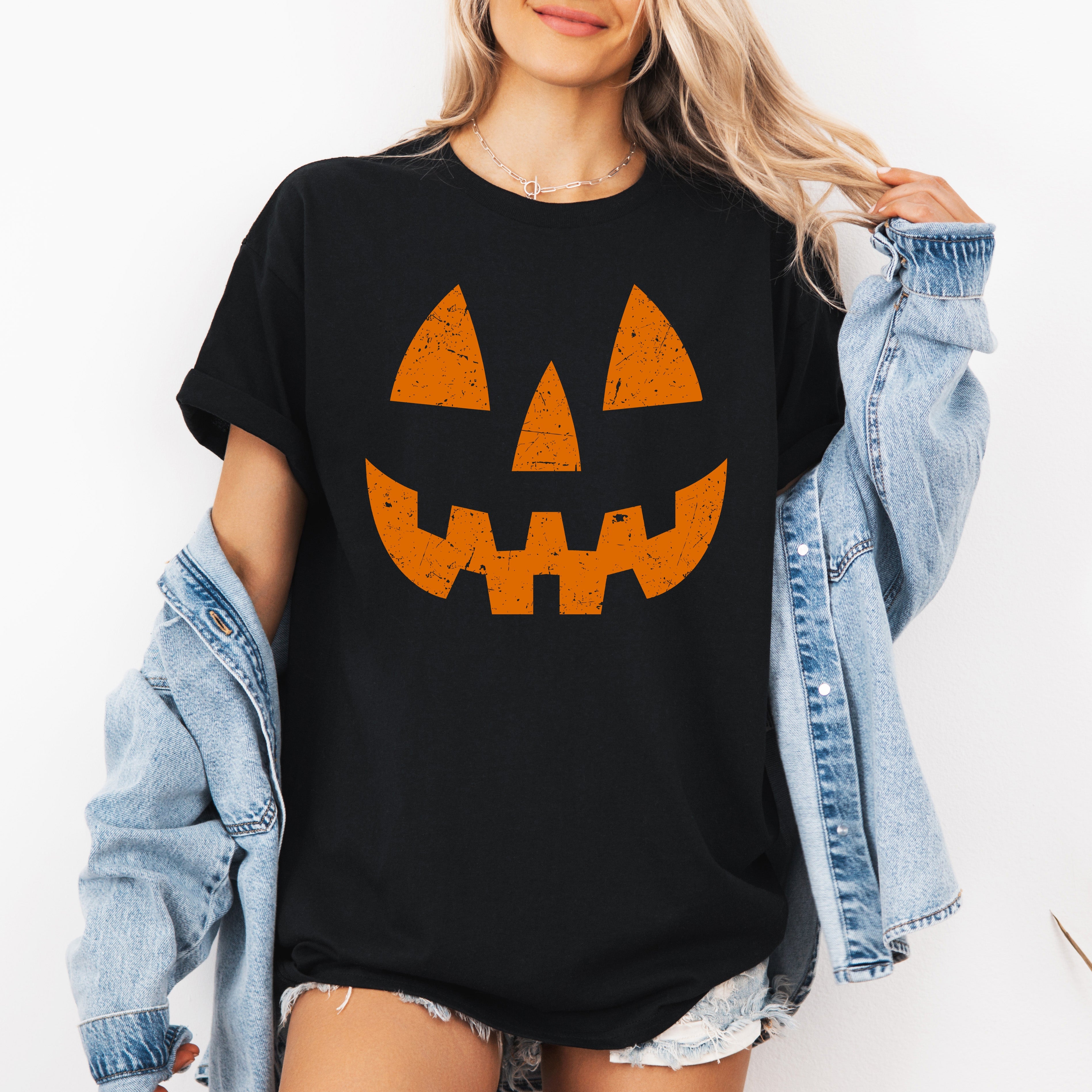 Jack-O-Lantern Cute Halloween Pumpkin Face With Friendly Smile And Spooky Charm Graphic Tee