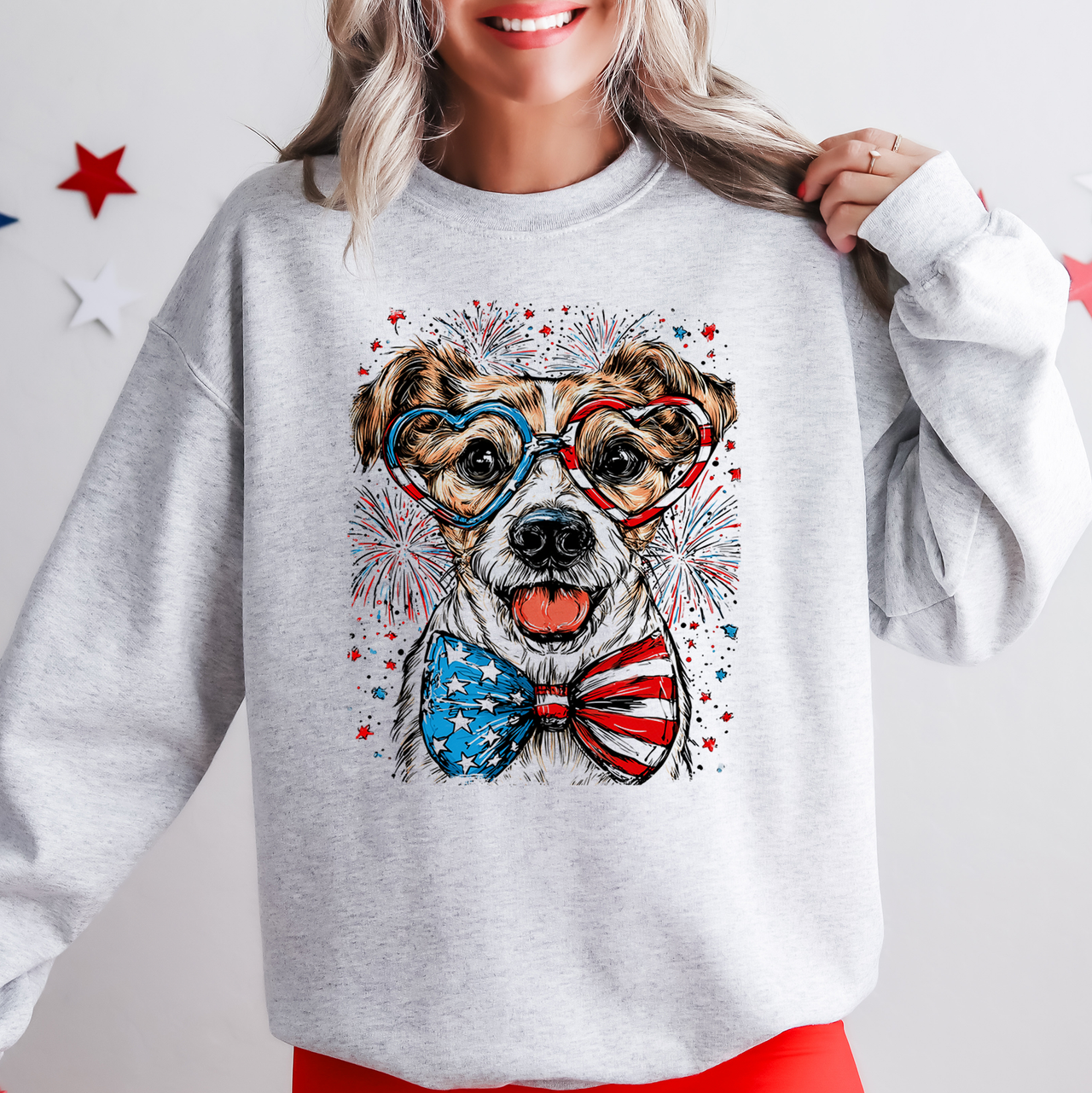 Jack Russell Terrier Patriotic USA Flag Design For Dog Lovers 4th Of July Sweatshirt
