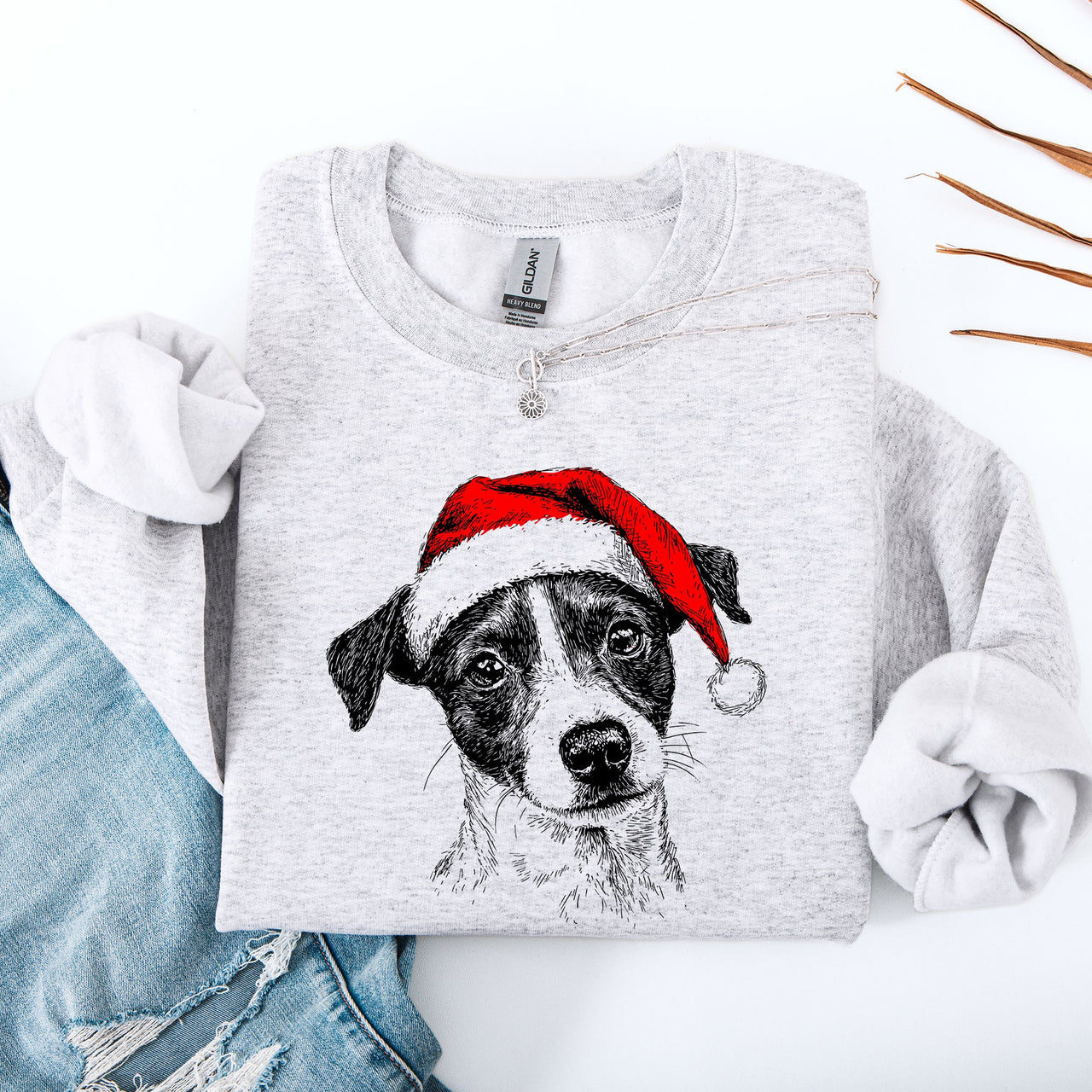 Jack Russell Santa Terrier Christmas Dog Lover Festive Holiday Premium Sweatshirt