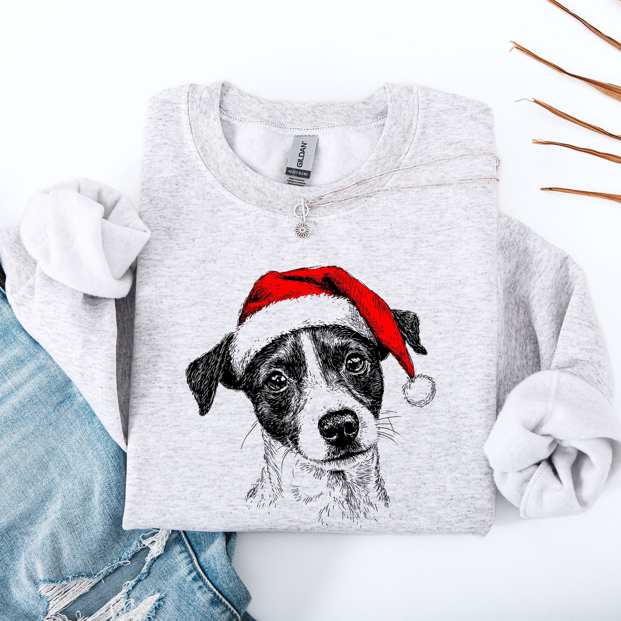 Jack Russell Santa Terrier Christmas Dog Lover Festive Holiday Premium Sweatshirt