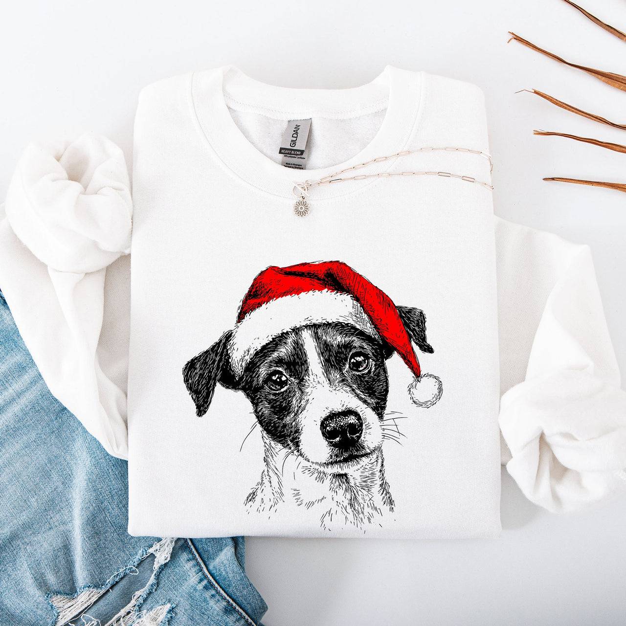 Jack Russell Santa Terrier Christmas Dog Lover Festive Holiday Premium Sweatshirt