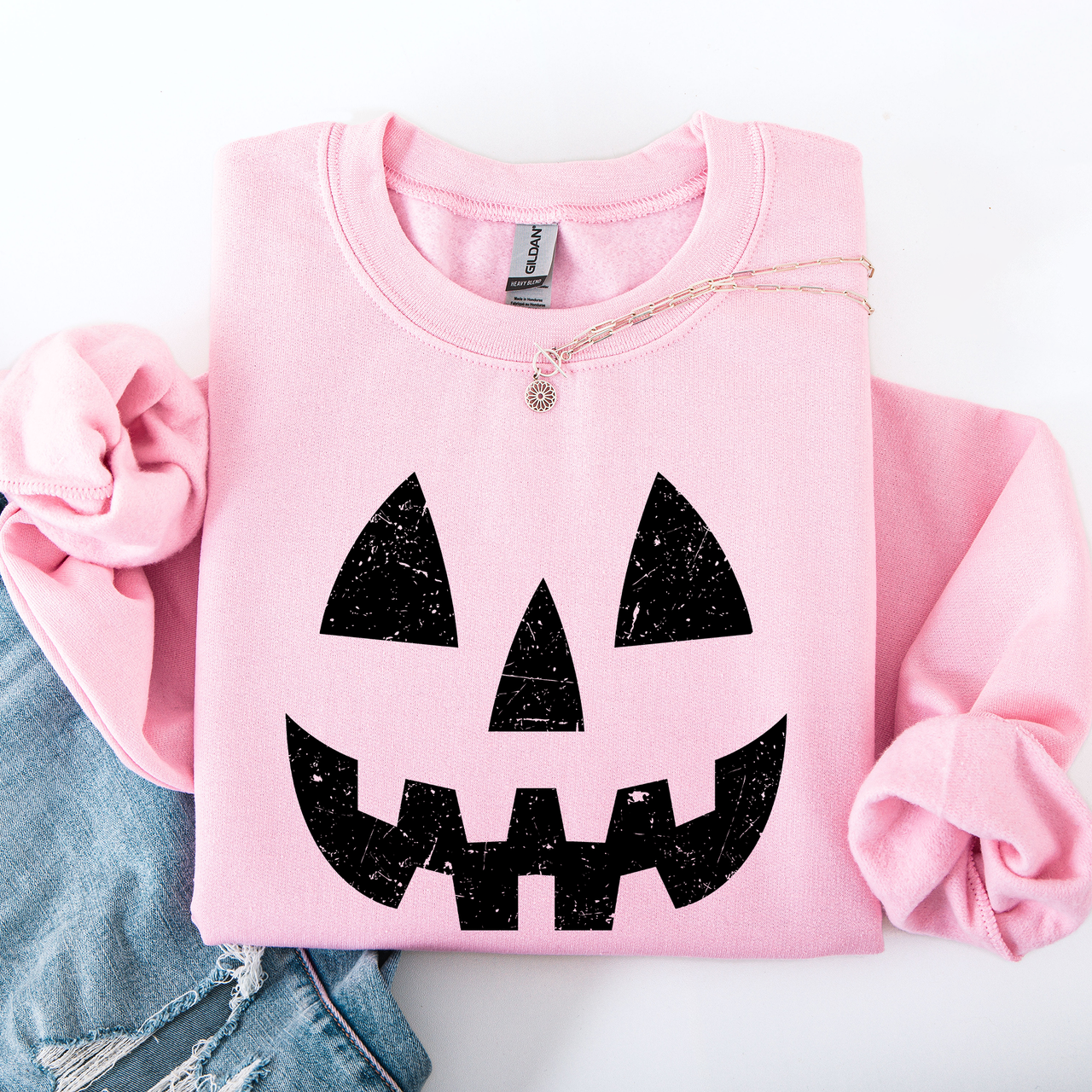 Jack O Lantern Halloween Design Cozy Autumn Festive Night Scene Illustration Style Sweatshirt