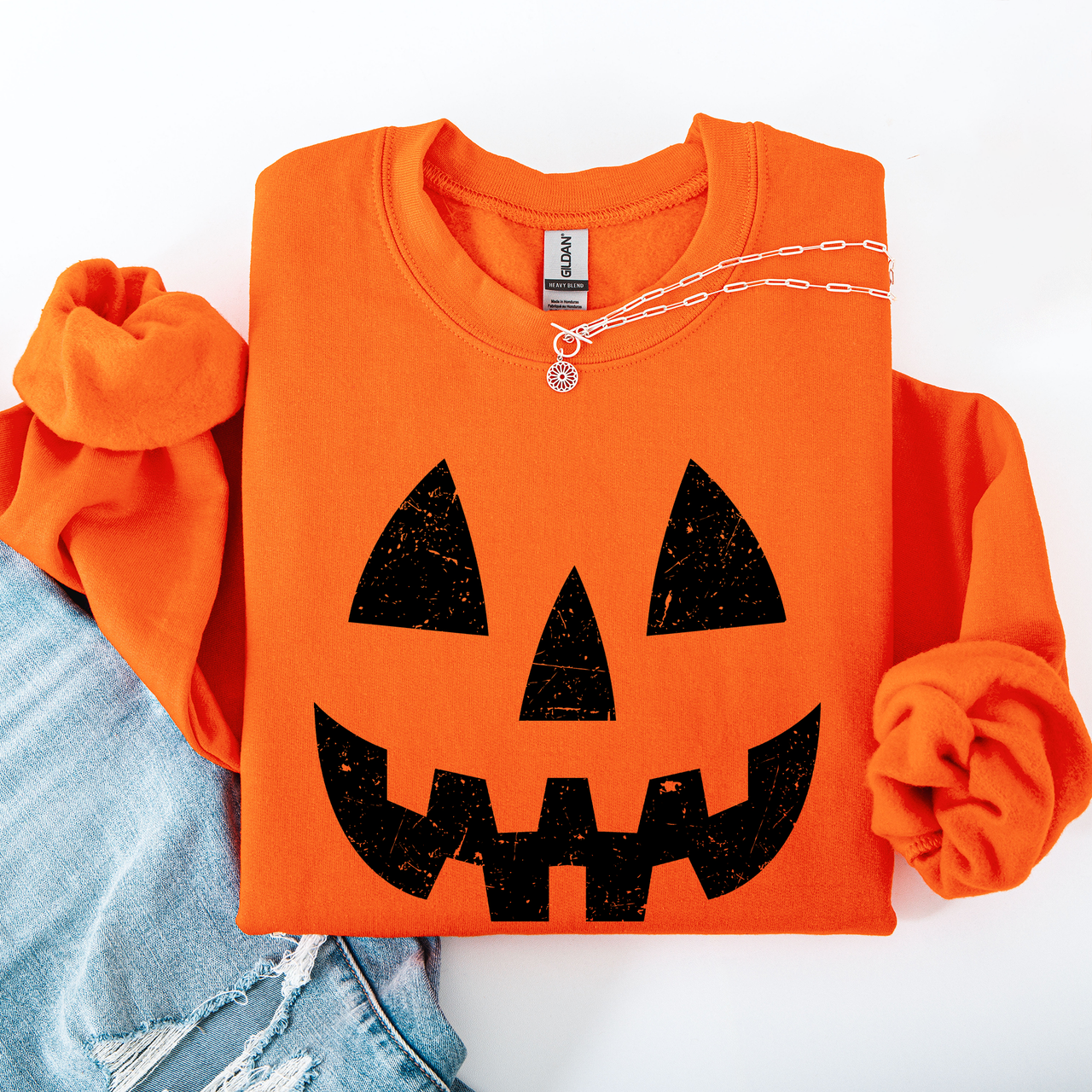 Jack O Lantern Halloween Design Cozy Autumn Festive Night Scene Illustration Style Sweatshirt