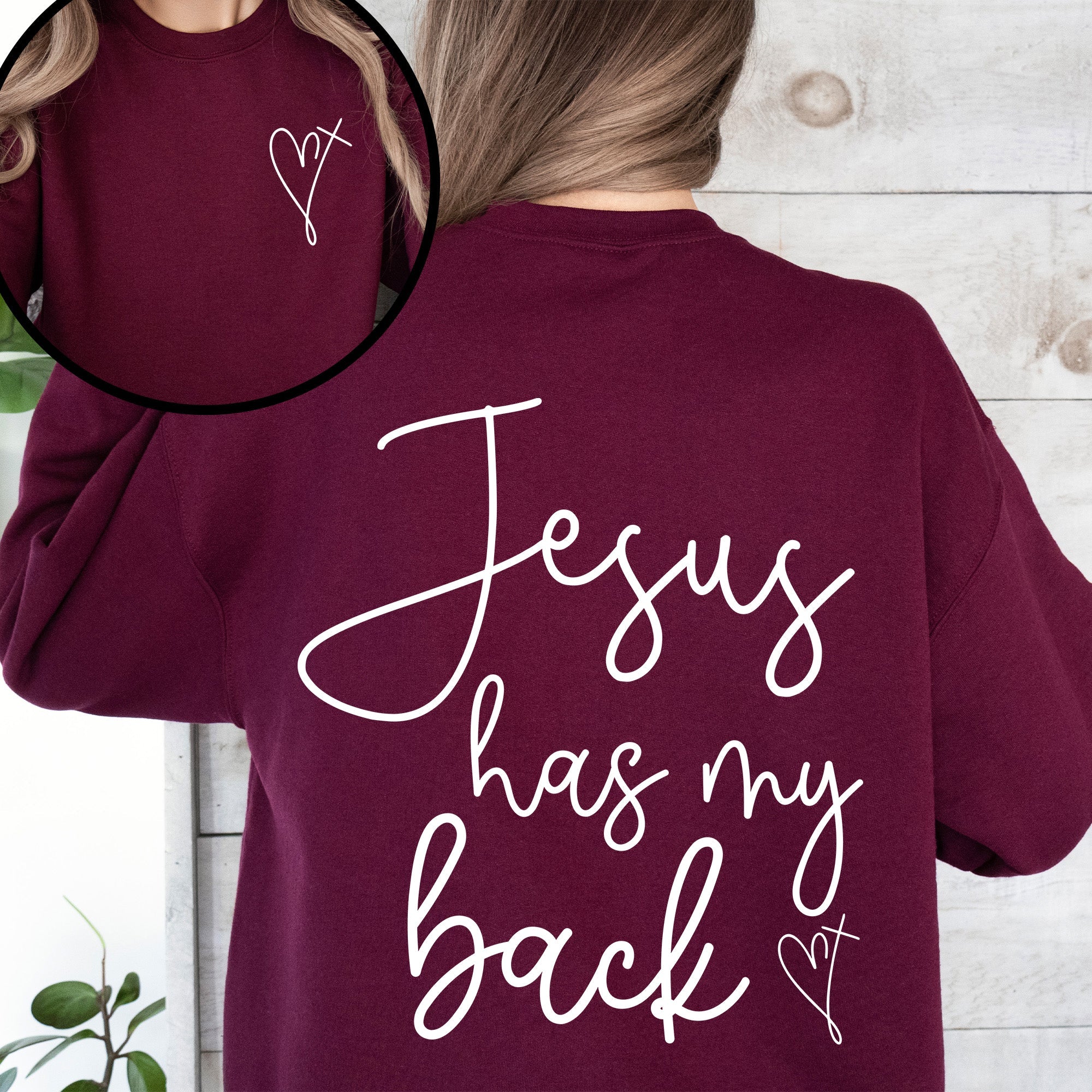 Jesus Has My Back Religious Christian Bible Faith Statement Sweatshirt For Believers