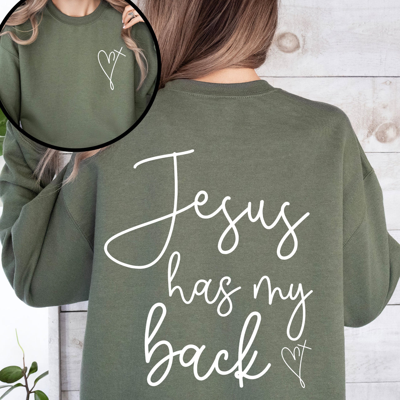 Jesus Has My Back Religious Christian Bible Faith Statement Sweatshirt For Believers