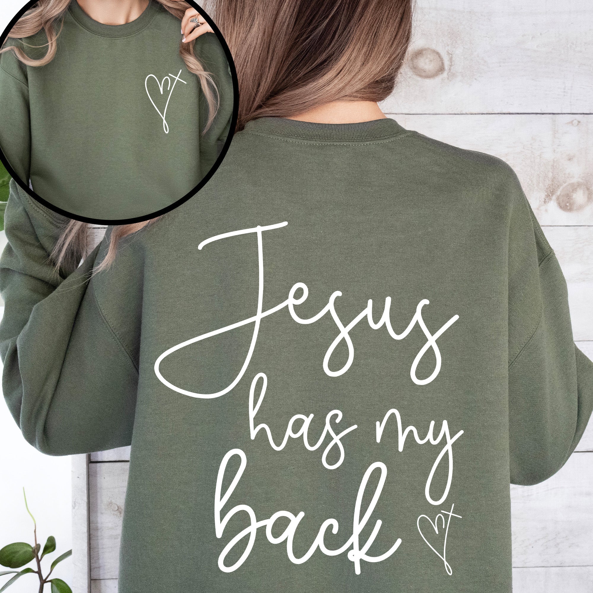 Jesus Has My Back Religious Christian Bible Faith Statement Sweatshirt For Believers