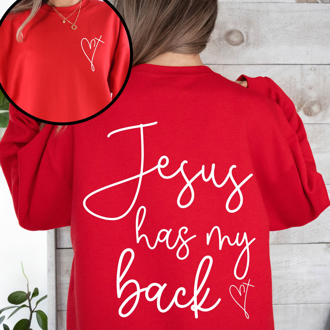 Jesus Has My Back Religious Christian Bible Faith Statement Sweatshirt For Believers