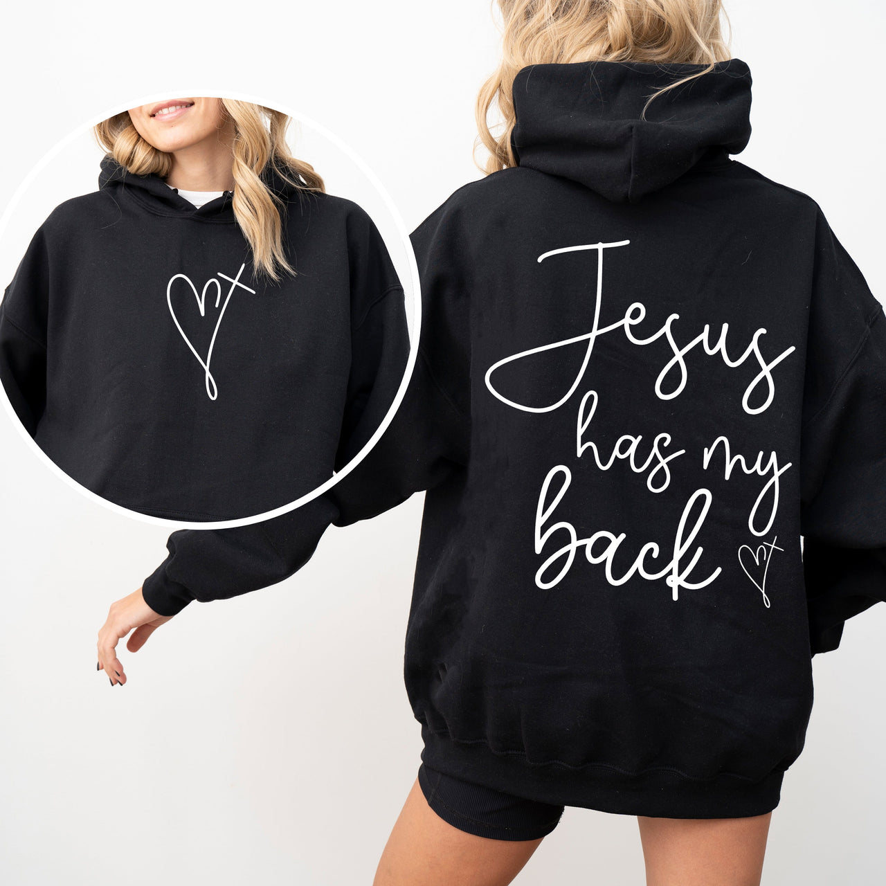 Jesus Has My Back Bible Verse Faith Prayer Encouragement For Christians Strength And Hope Daily Living Hoodie
