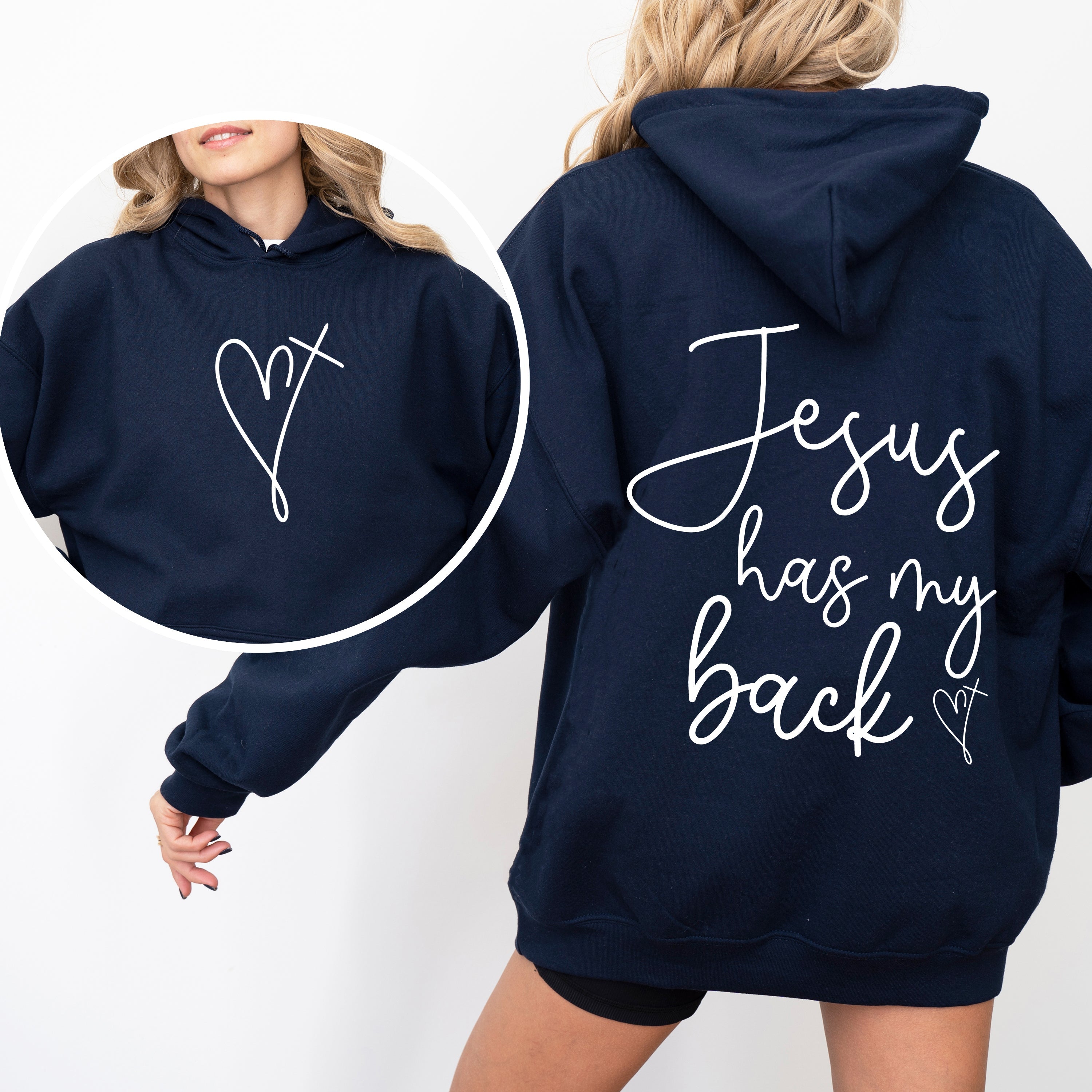 Jesus Has My Back Bible Verse Faith Prayer Encouragement For Christians Strength And Hope Daily Living Hoodie