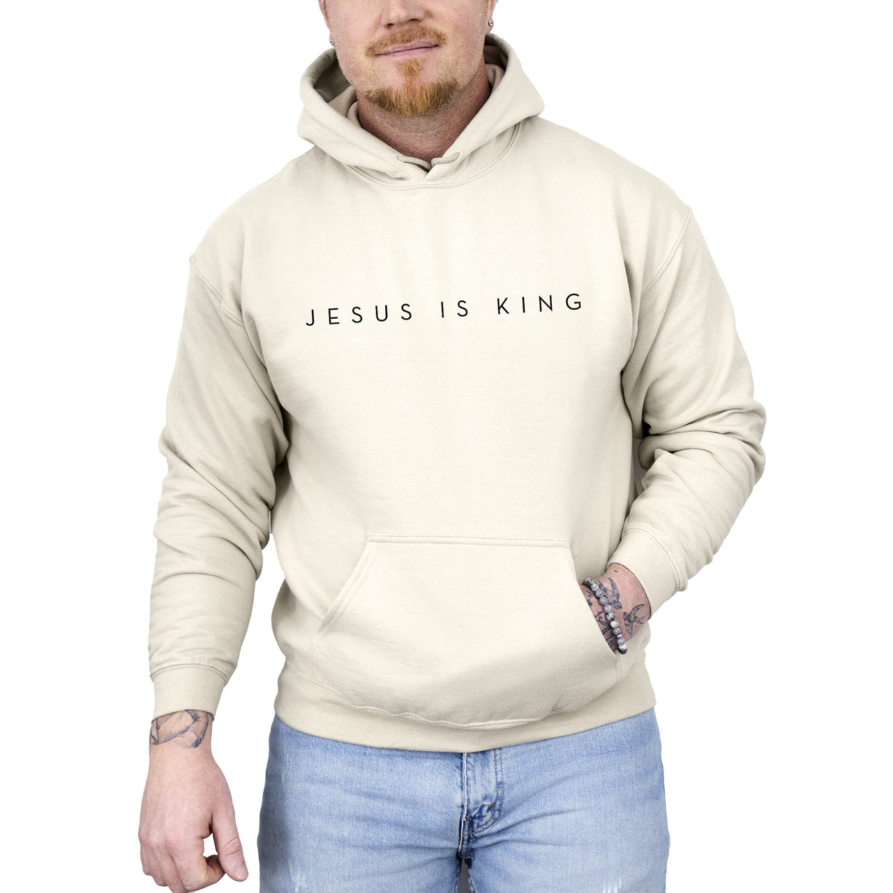 Jesus Is King Minimalist Religious Faith Gospel Christian Statement Of Faith Hoodie