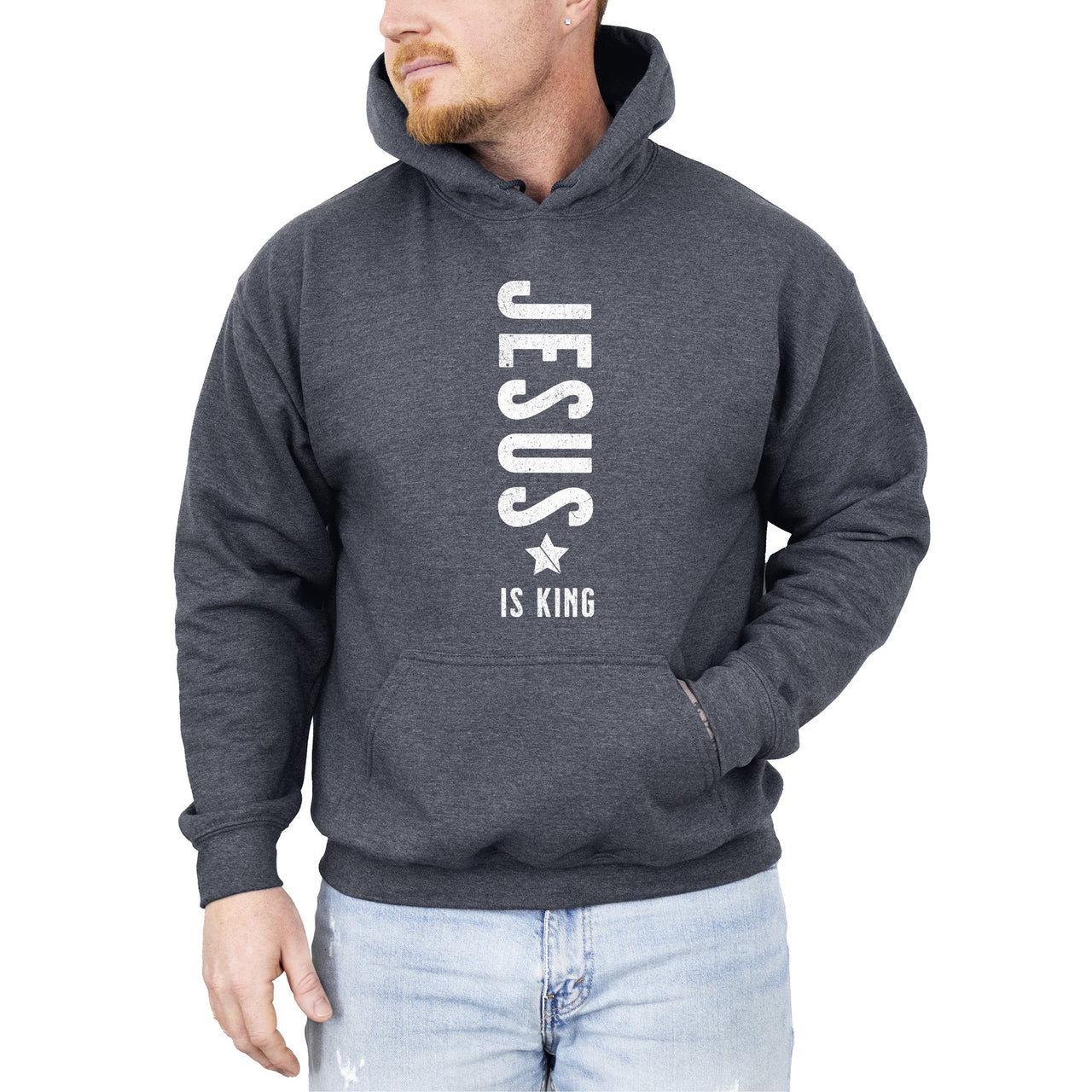 Jesus Is King Religious Gospel Faith Christian Believer For The Faithful Hooded Sweatshirt