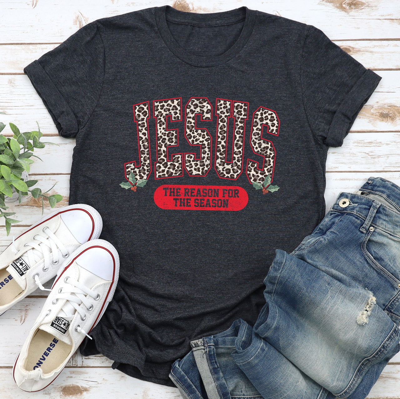 Jesus, Reason For The Season Leopard Print Christian Holiday Limited Edition Graphic Tee
