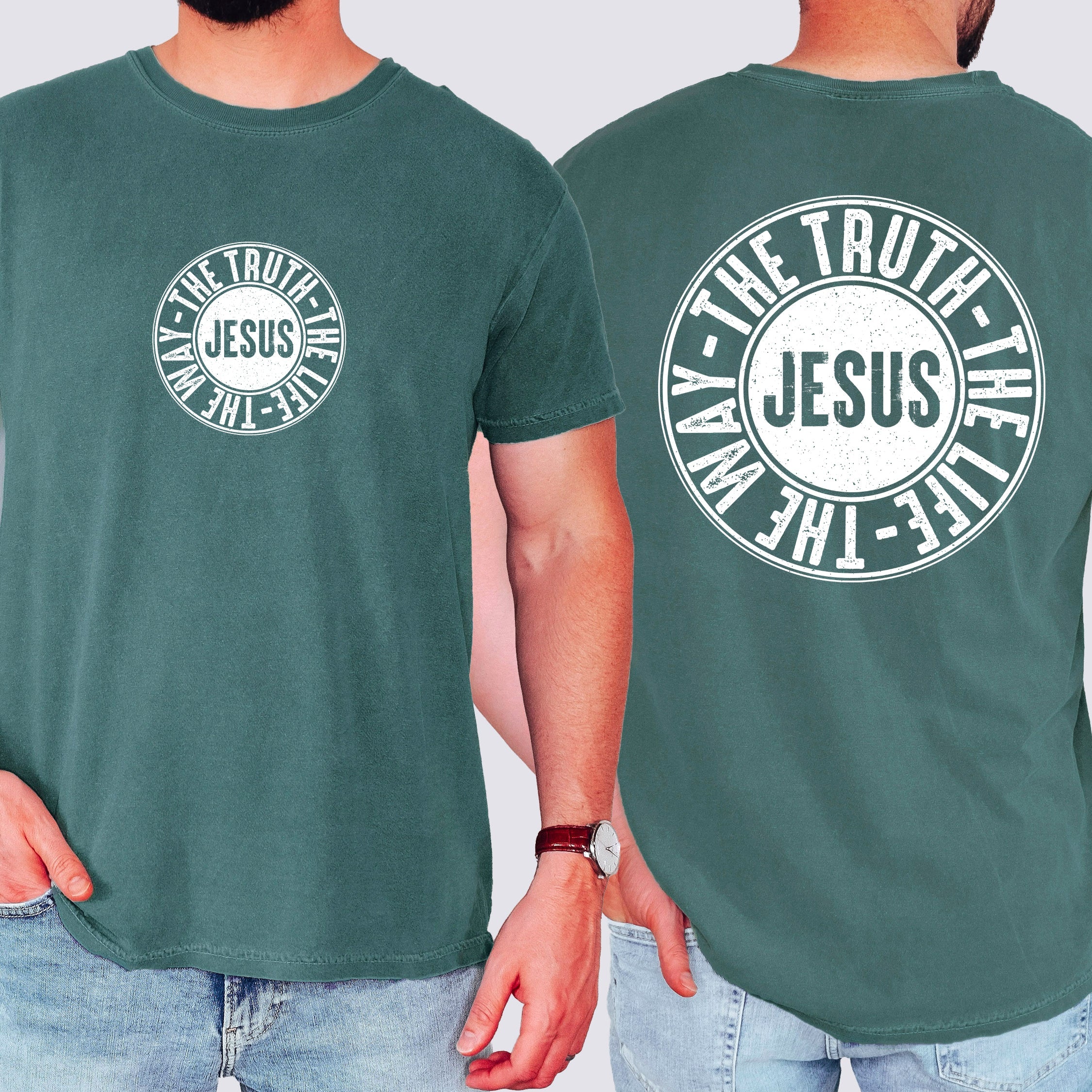 Jesus The Way The Truth The Life Circle Christian Gospel Faith Comfort Colors Tee