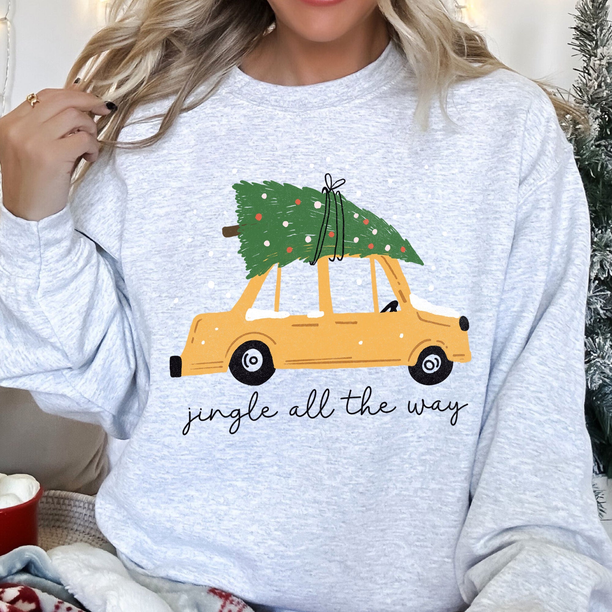 Jingle All The Way Retro Car Christmas Holiday Vintage Auto Lane Graphic Sweatshirt