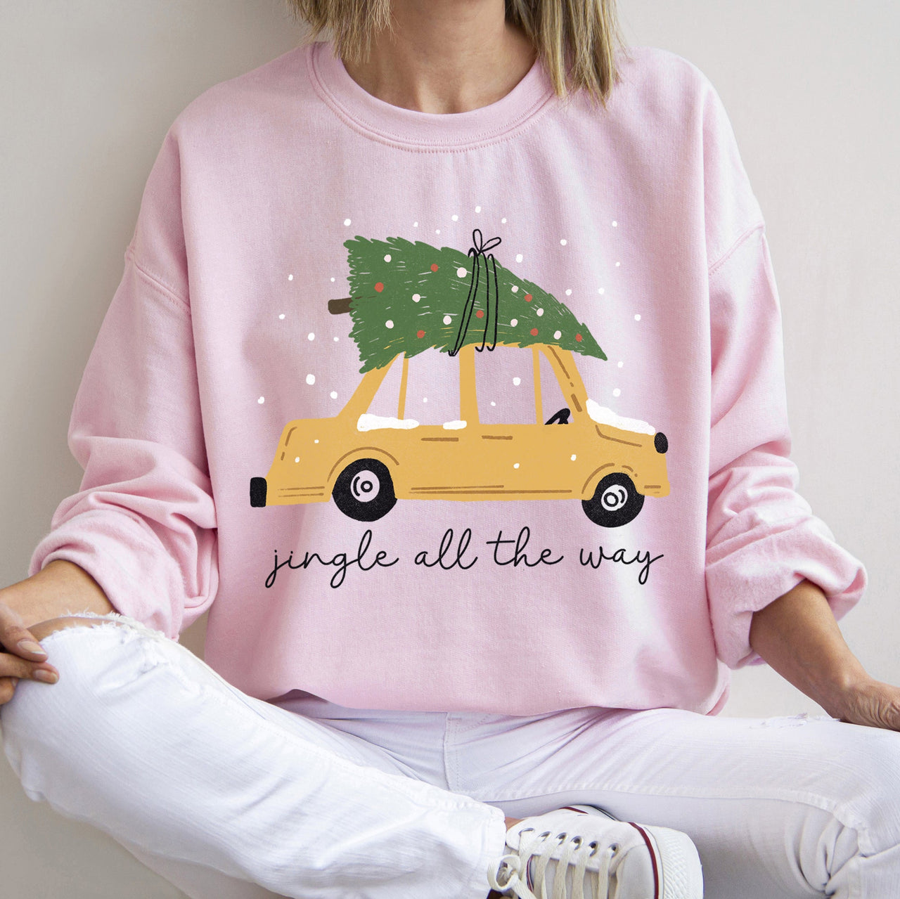 Jingle All The Way Retro Car Christmas Holiday Vintage Auto Lane Graphic Sweatshirt