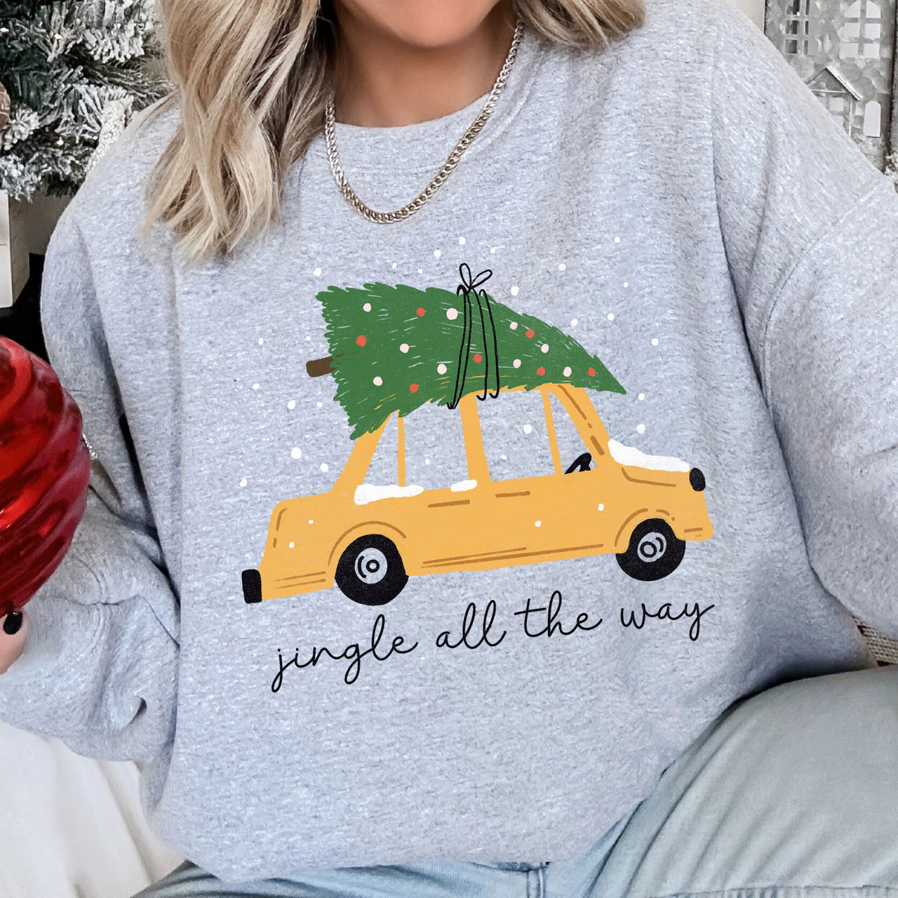 Jingle All The Way Retro Car Christmas Holiday Vintage Auto Lane Graphic Sweatshirt