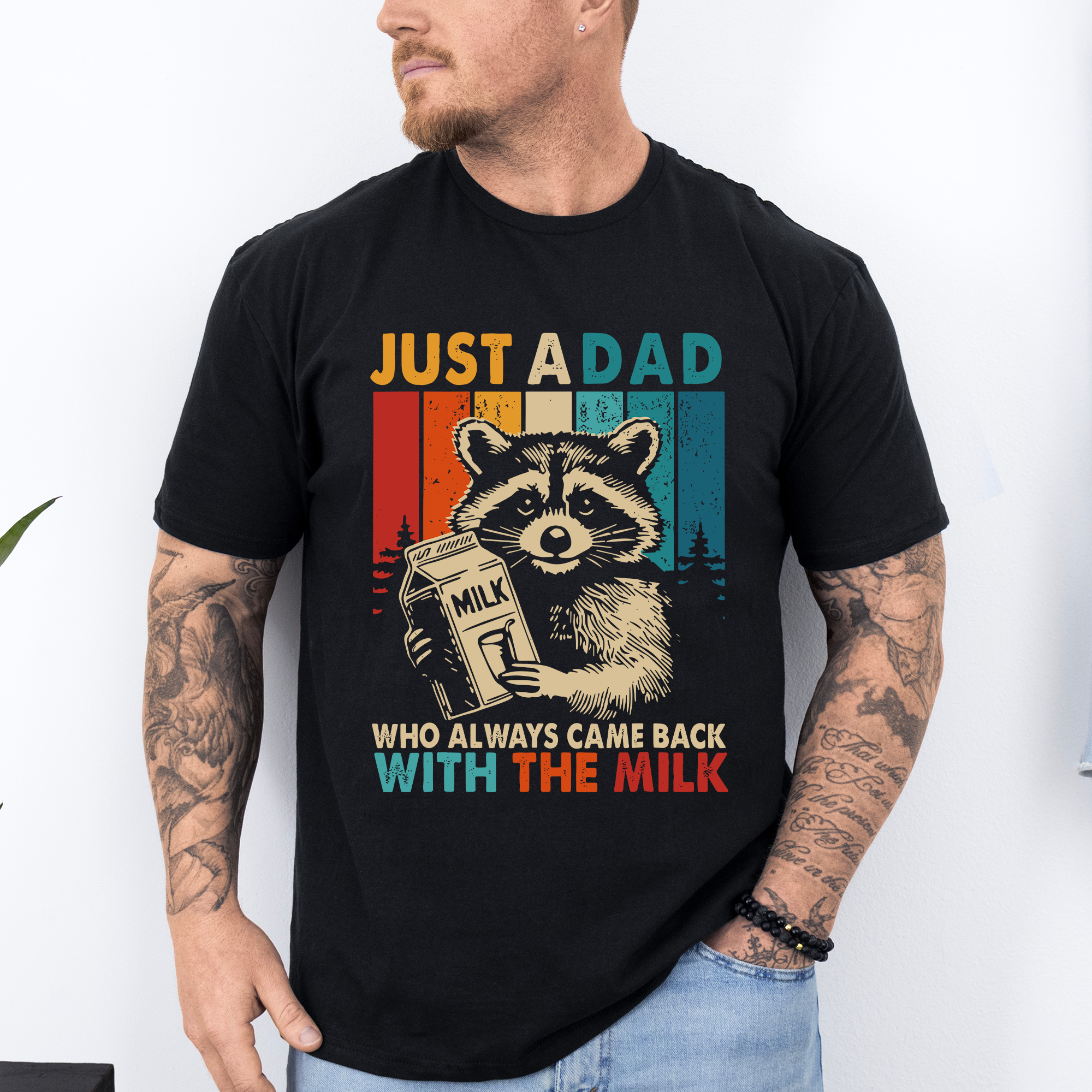 Just A Dad Who Always Came Back With The Milk Raccoon Limited Edition Graphic Tee