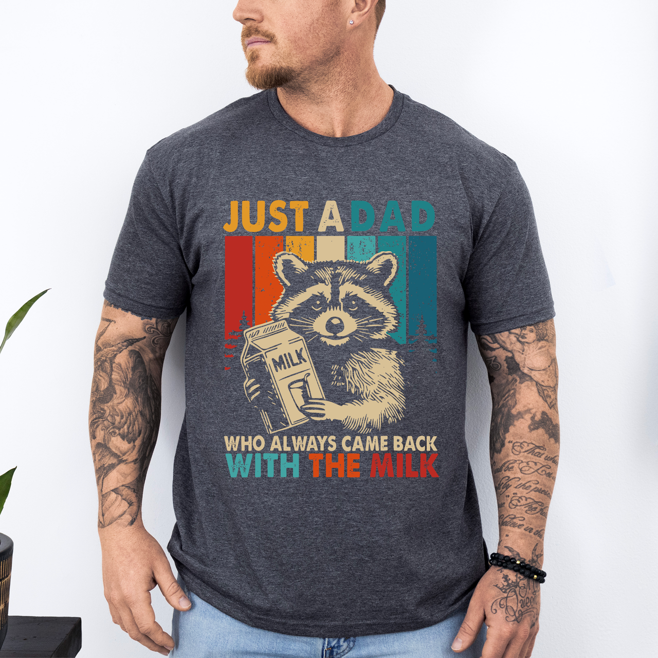 Just A Dad Who Always Came Back With The Milk Raccoon Limited Edition Graphic Tee
