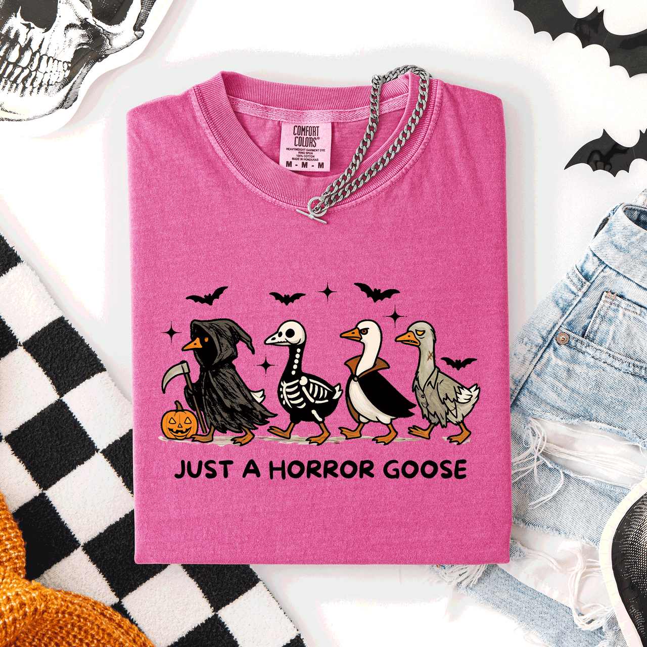 Just A Horror Goose Halloween Spooky Cute Edition Exclusive Limited Comfort Colors Tee