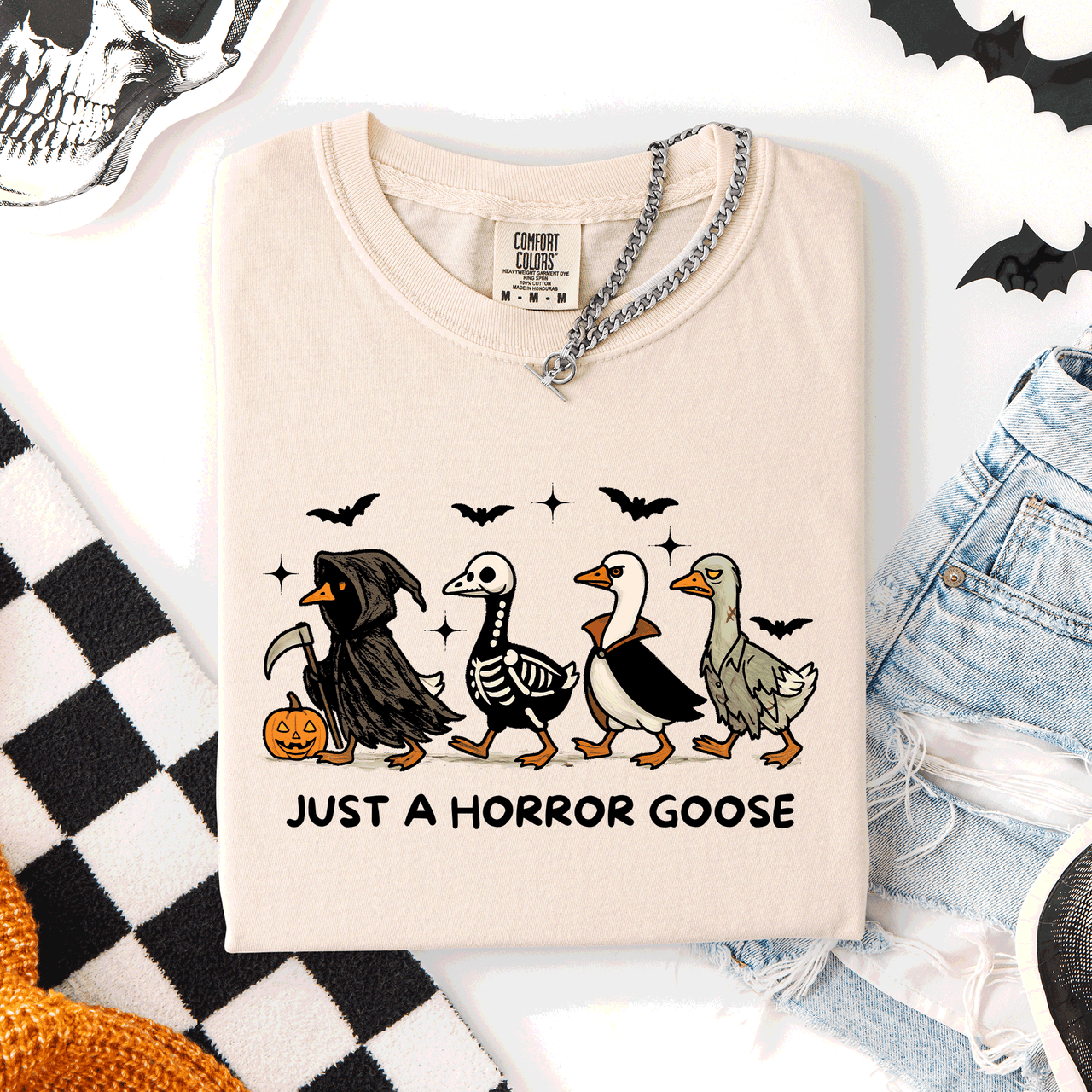 Just A Horror Goose Halloween Spooky Cute Edition Exclusive Limited Comfort Colors Tee