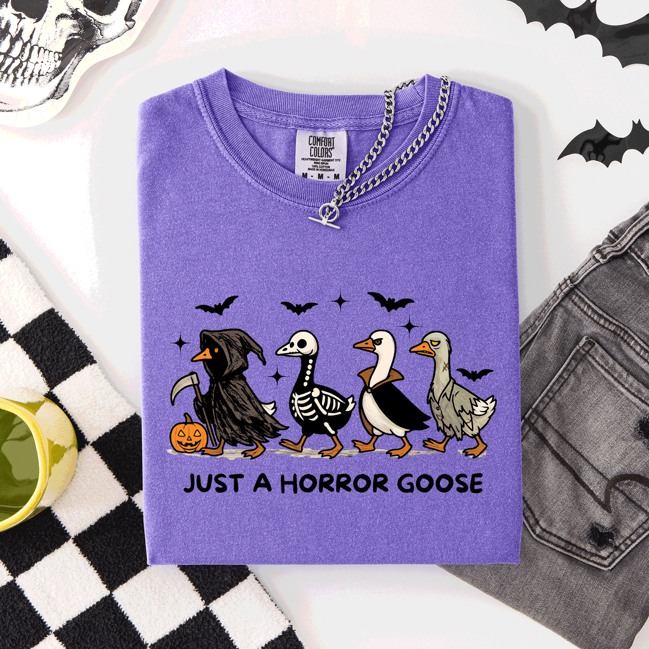 Just A Horror Goose Halloween Spooky Cute Edition Exclusive Limited Comfort Colors Tee
