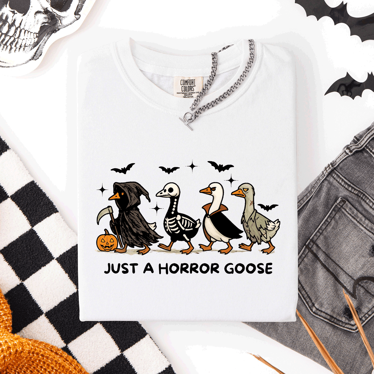 Just A Horror Goose Halloween Spooky Cute Edition Exclusive Limited Comfort Colors Tee