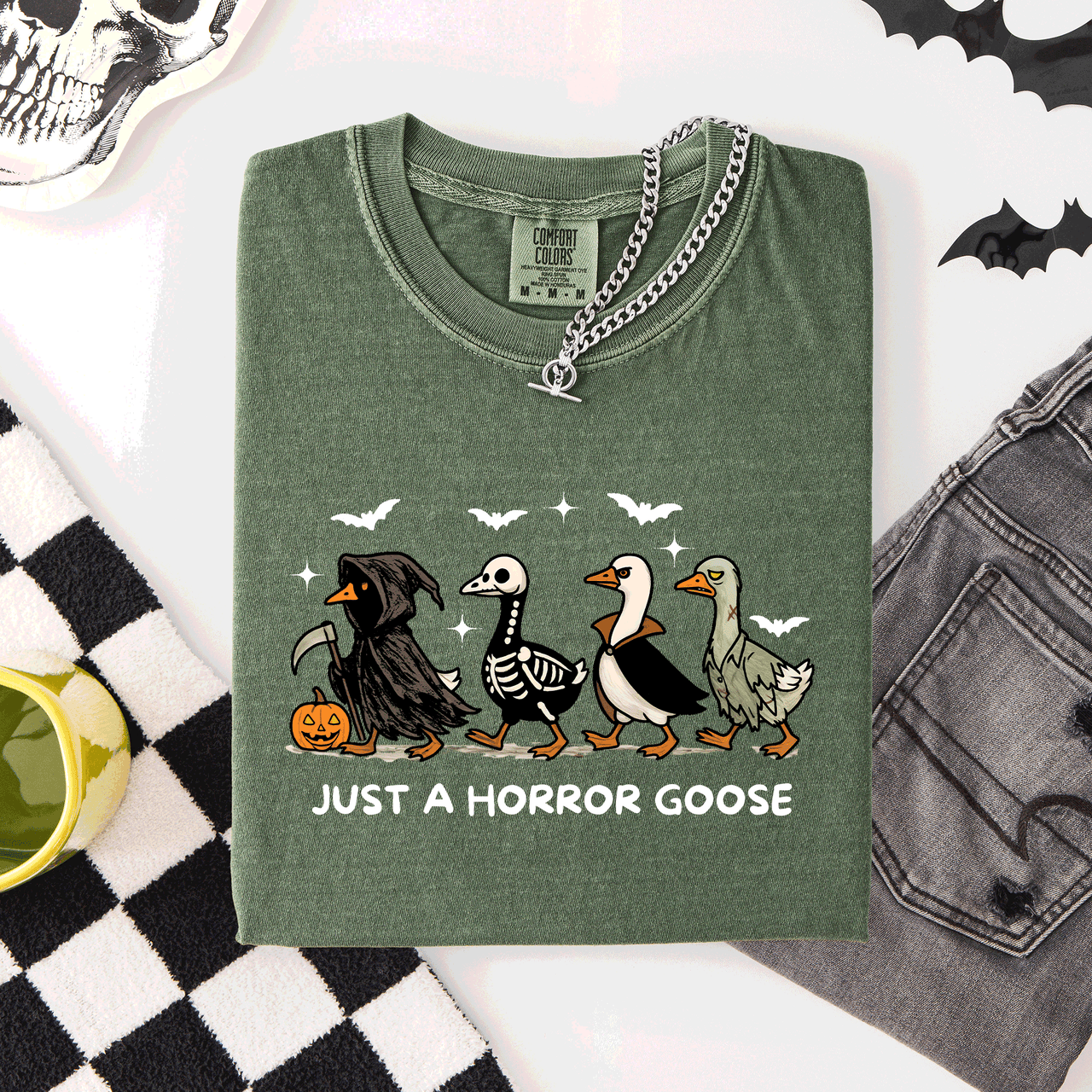Just A Horror Goose Halloween Spooky Cute Edition Exclusive Limited Comfort Colors Tee