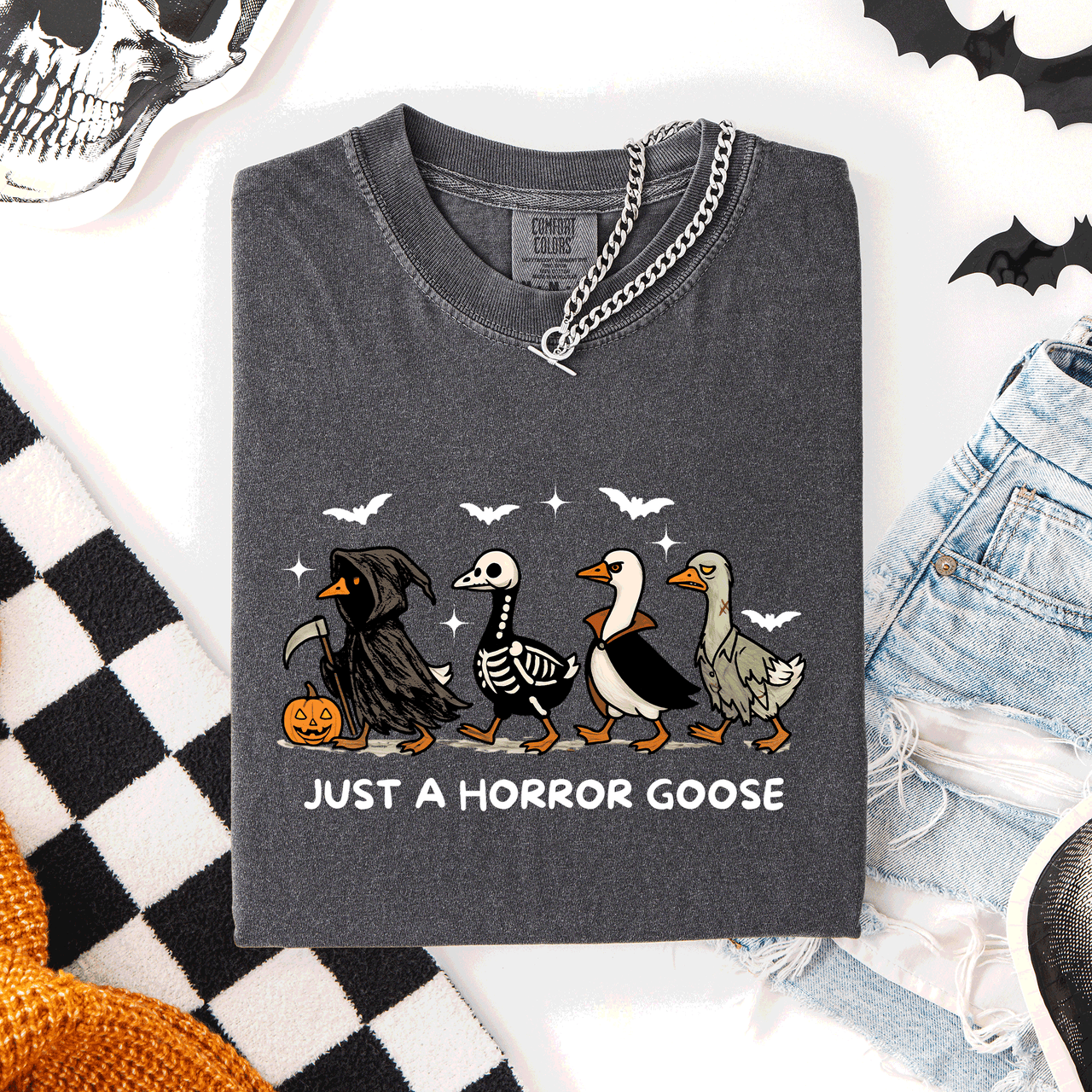 Just A Horror Goose Halloween Spooky Cute Edition Exclusive Limited Comfort Colors Tee